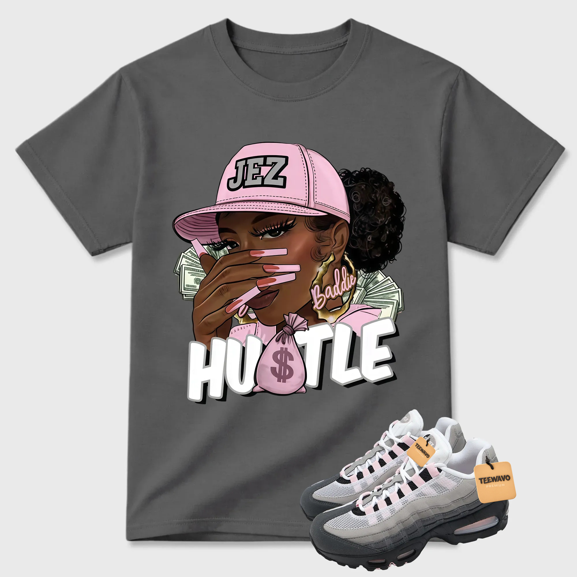 Classic 95 Pink Foam Shirt, AM95 Match Tee, BADDIE HUSTLE Tshirt