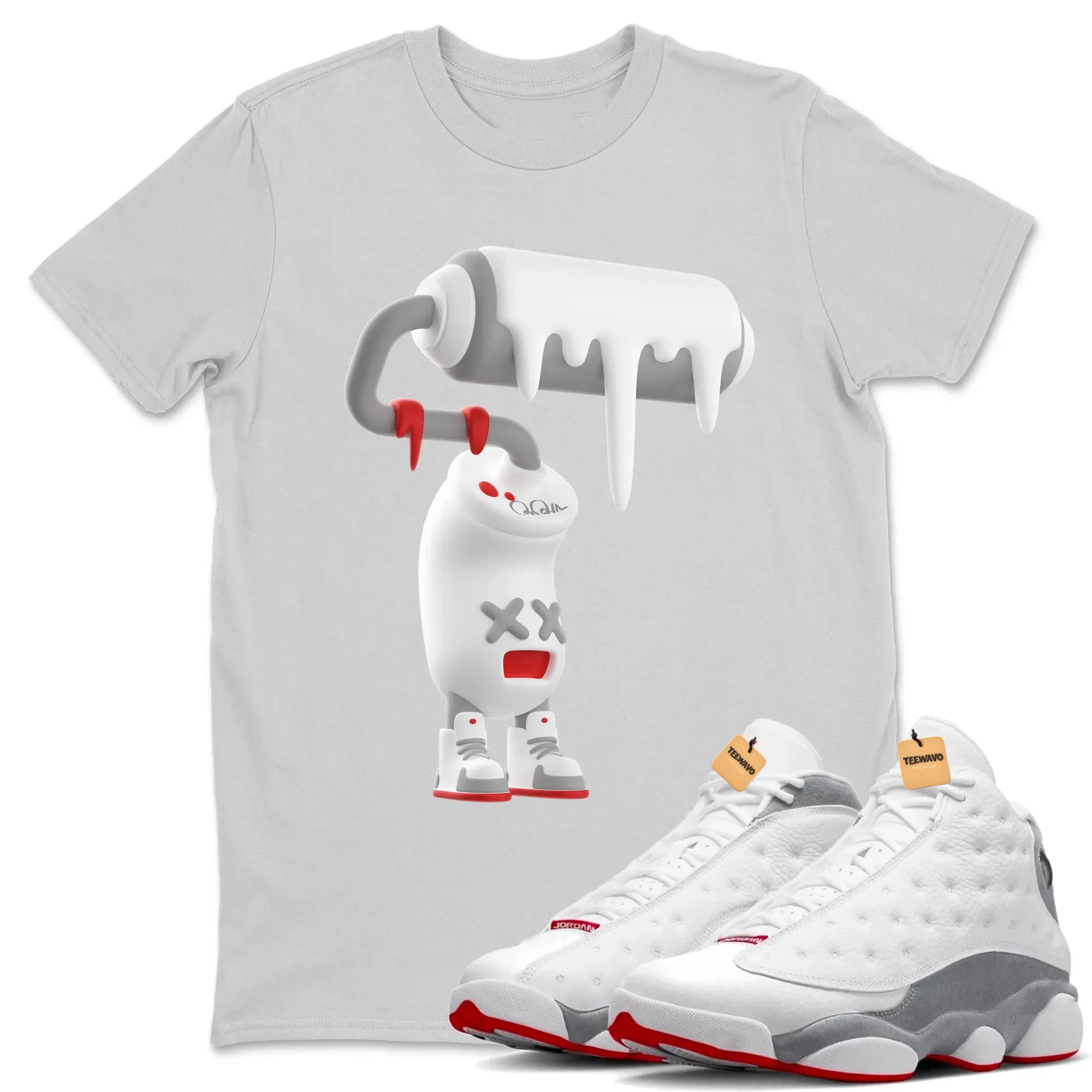 3D Paint Roller Unisex Tops - Air Joardan 13 Wolf Grey