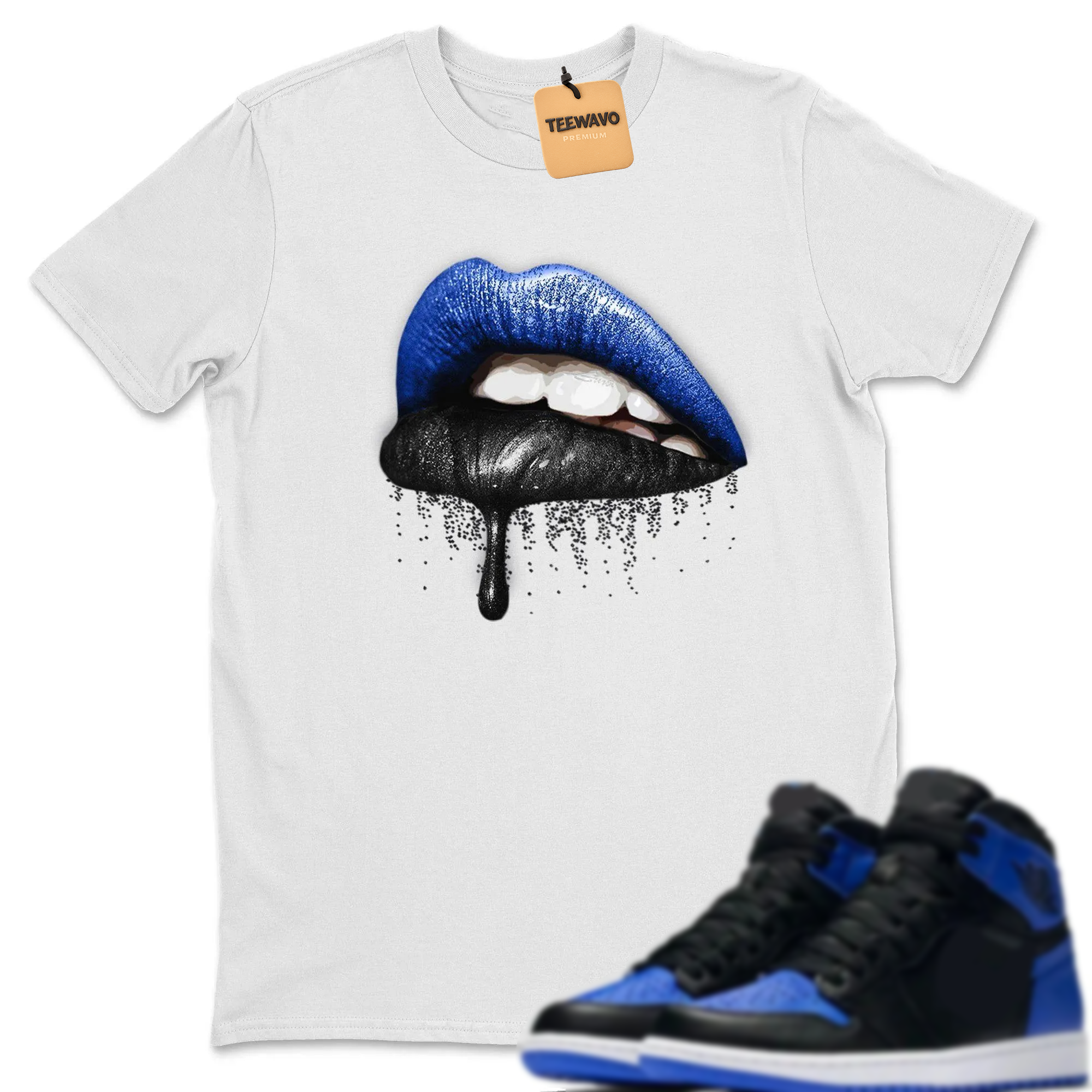 Dripping Lips Unisex Tops - AJ 1 Royal Black