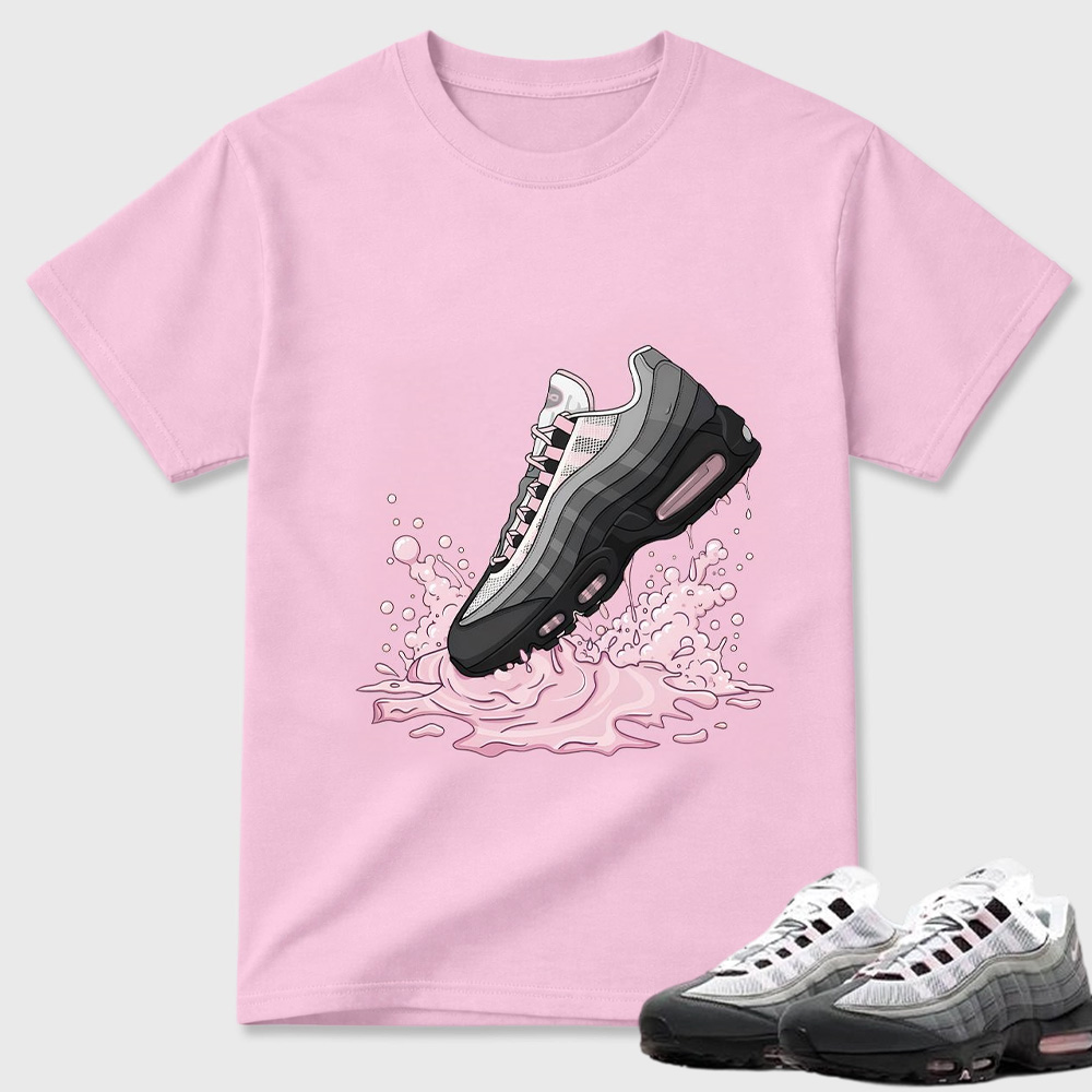 Air Max 95 Pink Foam Black White OG Big Bubble T Shirt Match Dripping Shoe