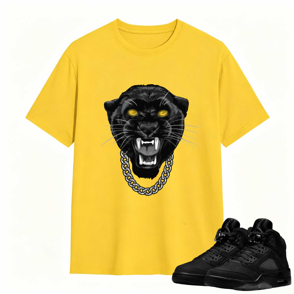Gangster Black Cat Sneaker Tees - Air Jordan 5 Black Cat