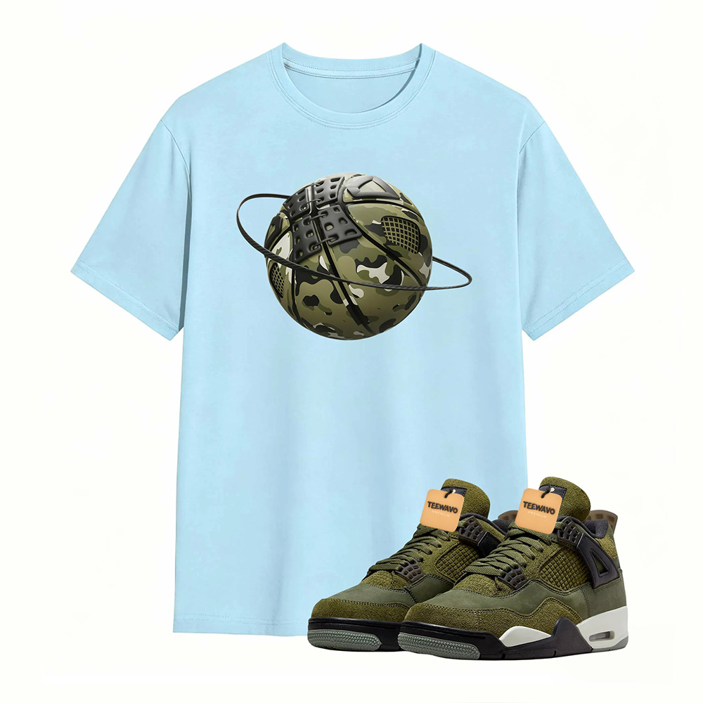 Camo Basketball Planet Sneaker Tee - Air Jordan 4 Medium Olive
