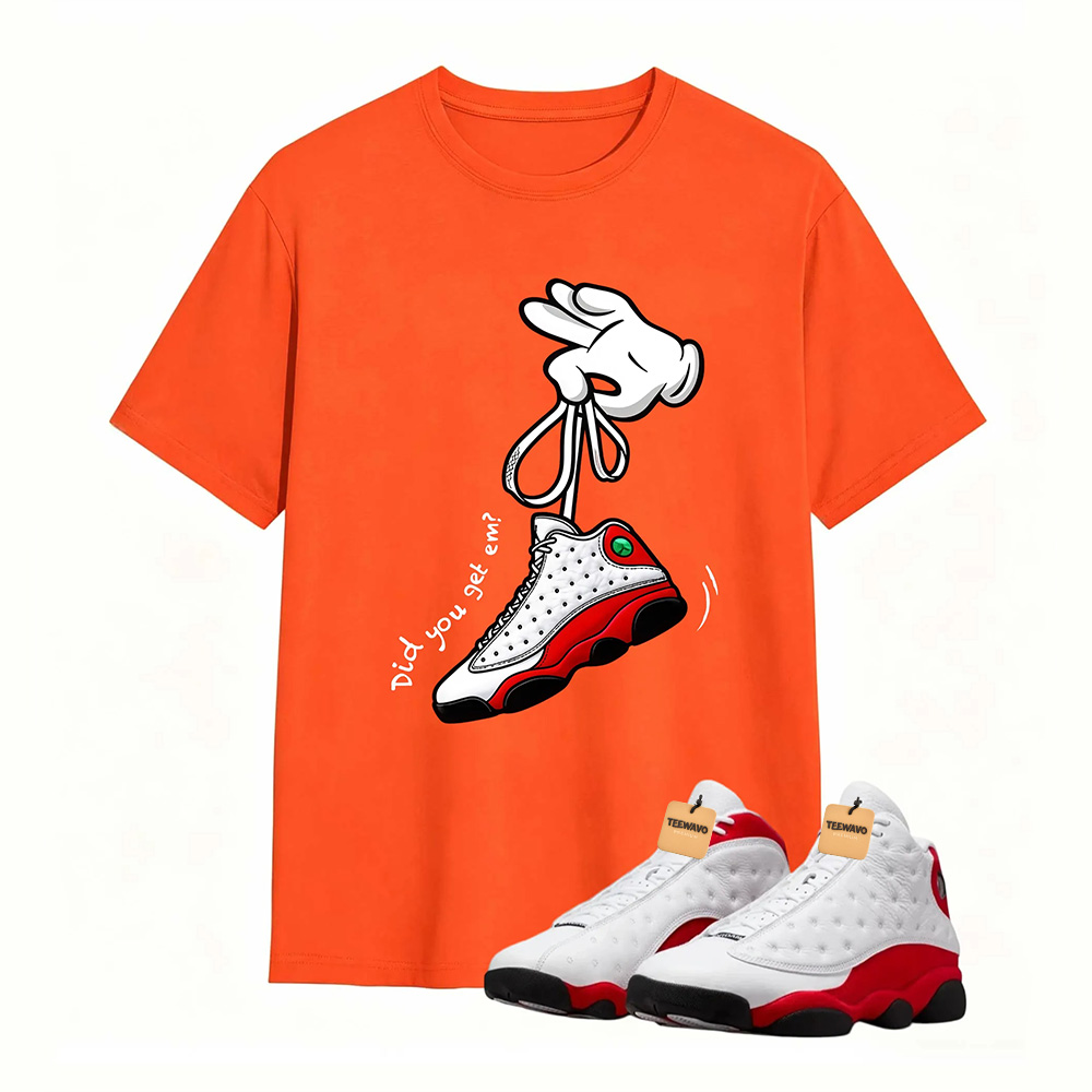 Cartoon Hands Sneaker Tees - Air Jordan 13 University Red