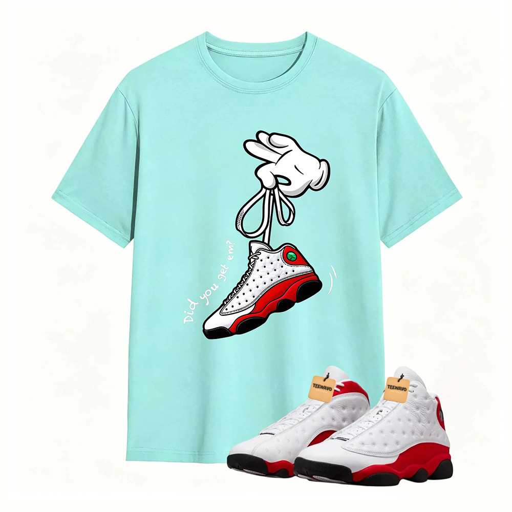 Cartoon Hands Sneaker Tees - Air Jordan 13 University Red