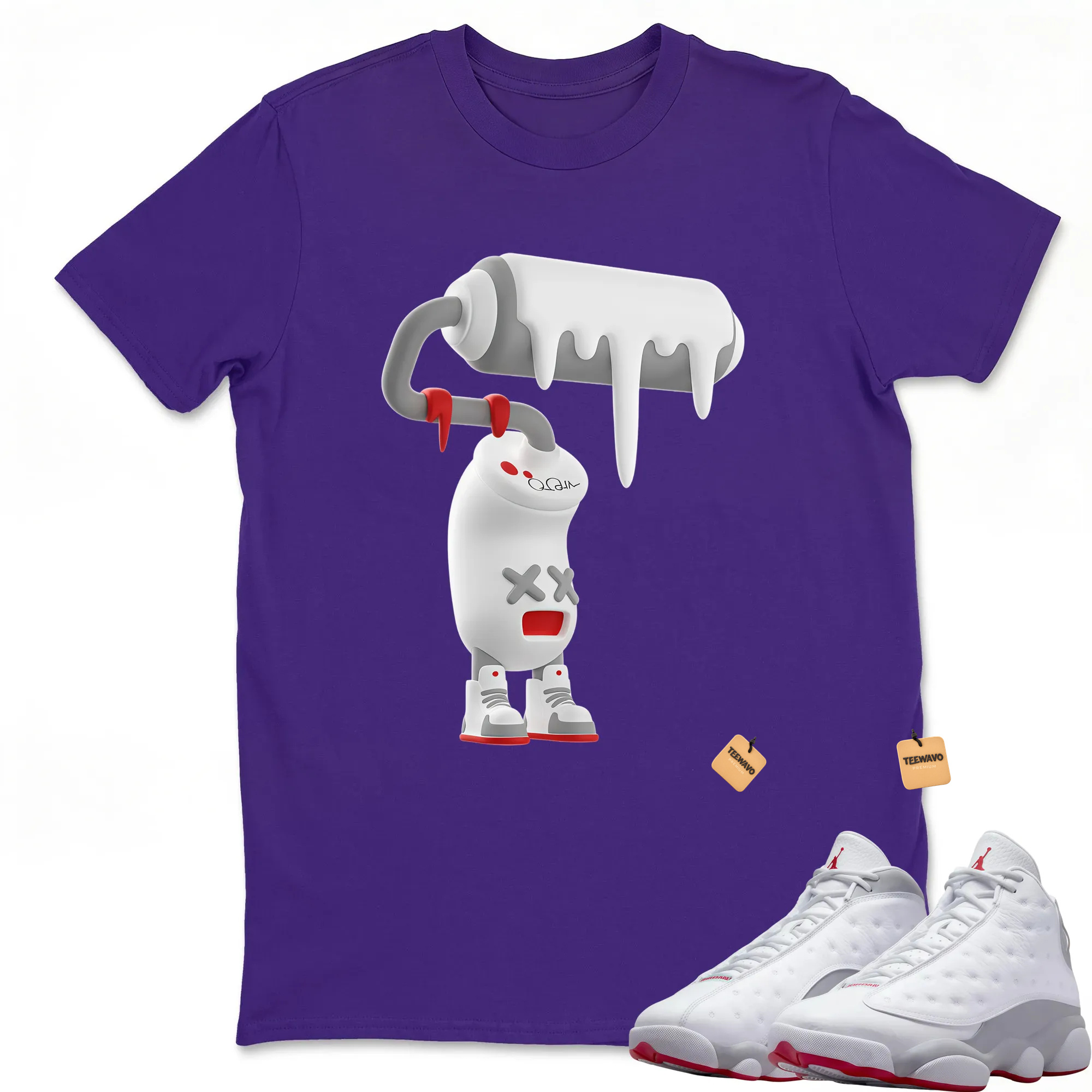 3D Paint Roller Unisex Tops - Air Joardan 13 Wolf Grey