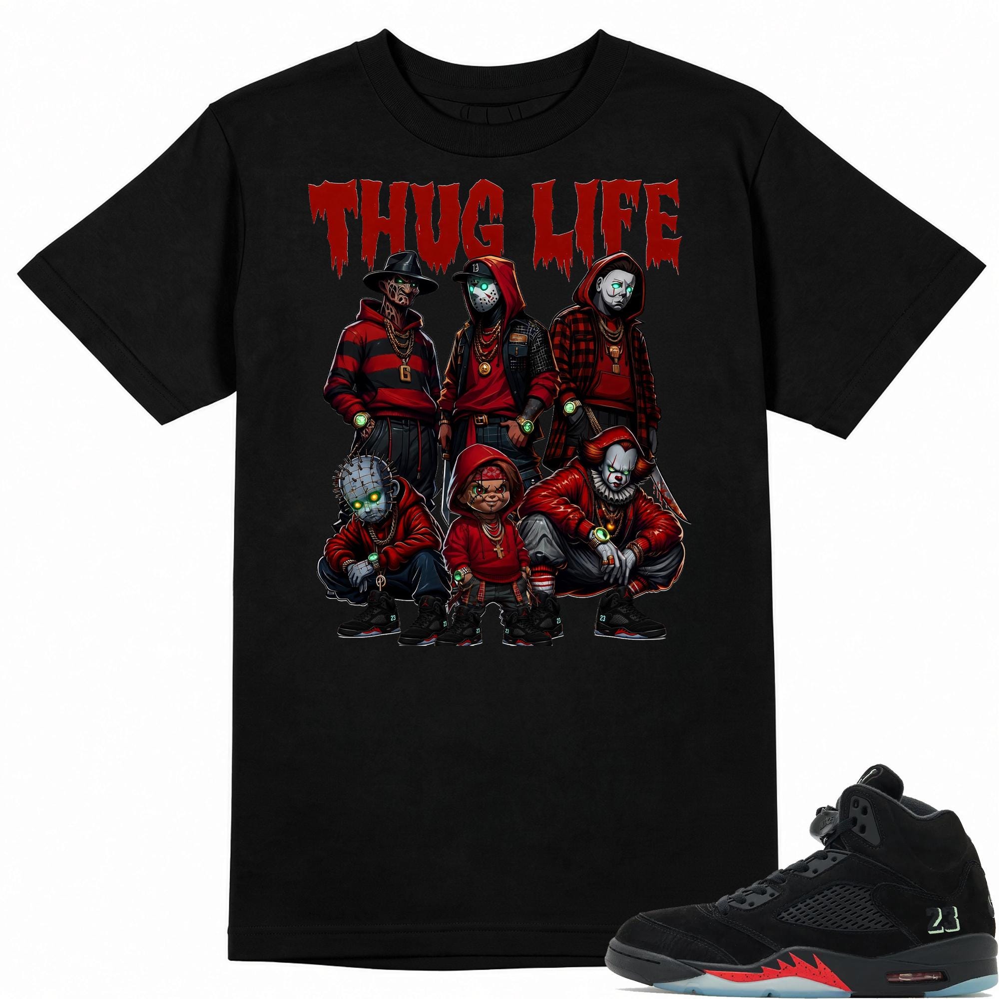 Thug Life Shirt to Match A.J 5 Halloween Sneaker