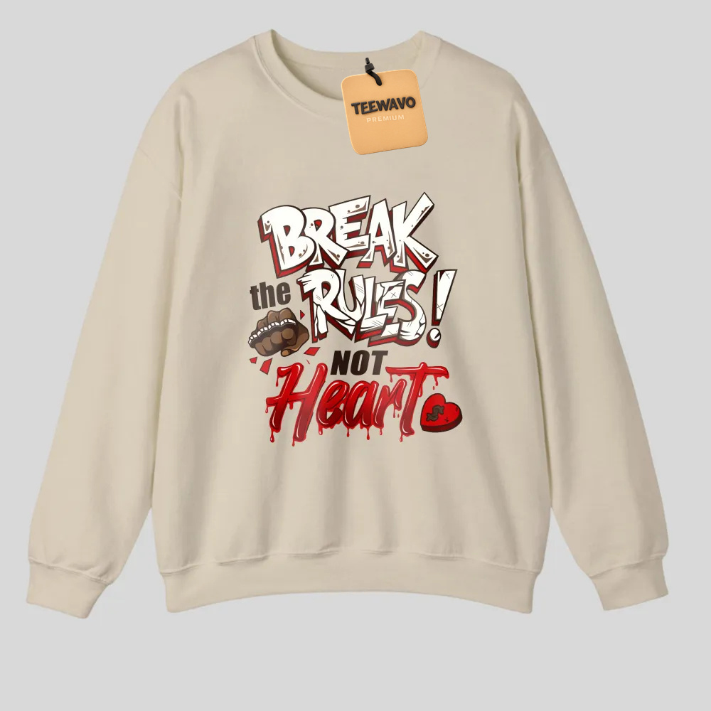 Break The Rules With Heart tshirt 100% cotton