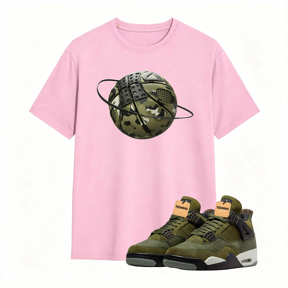 Camo Basketball Planet Sneaker Tee - Air Jordan 4 Medium Olive