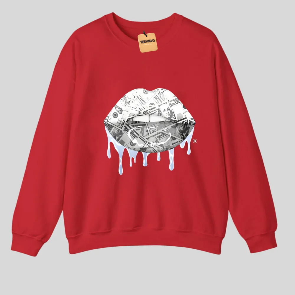 Money Lips With Dripping Effect tshirt 100% cotton