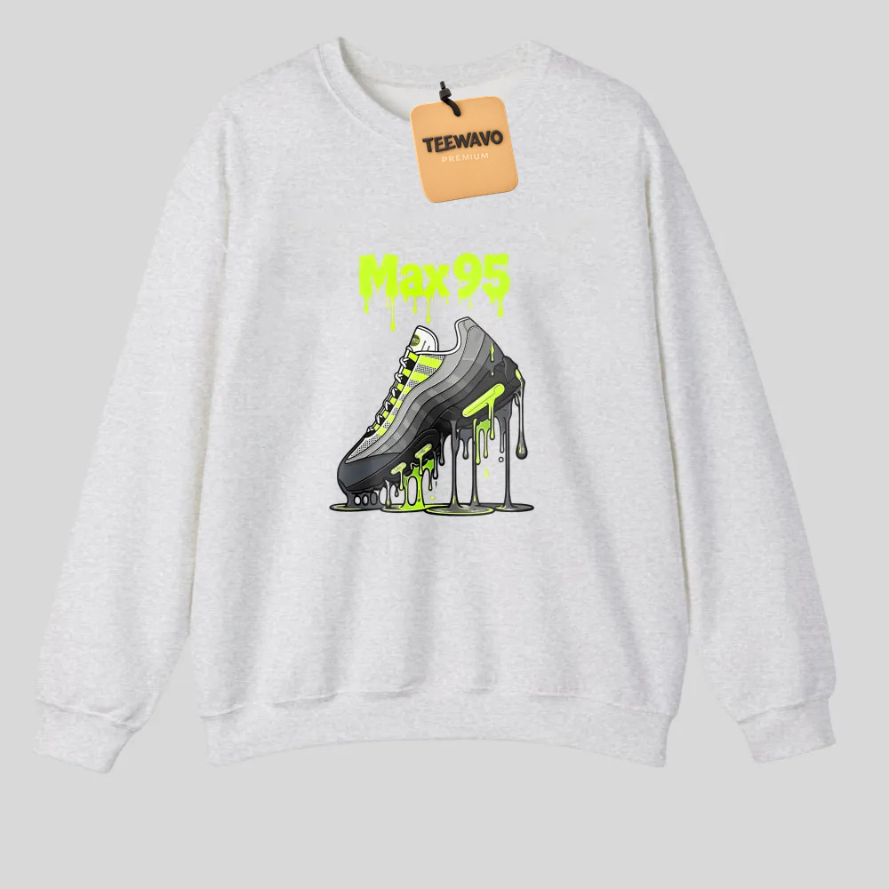 Neon Green Max95 Sneaker Drip Graphic Print tshirt 100% cotton