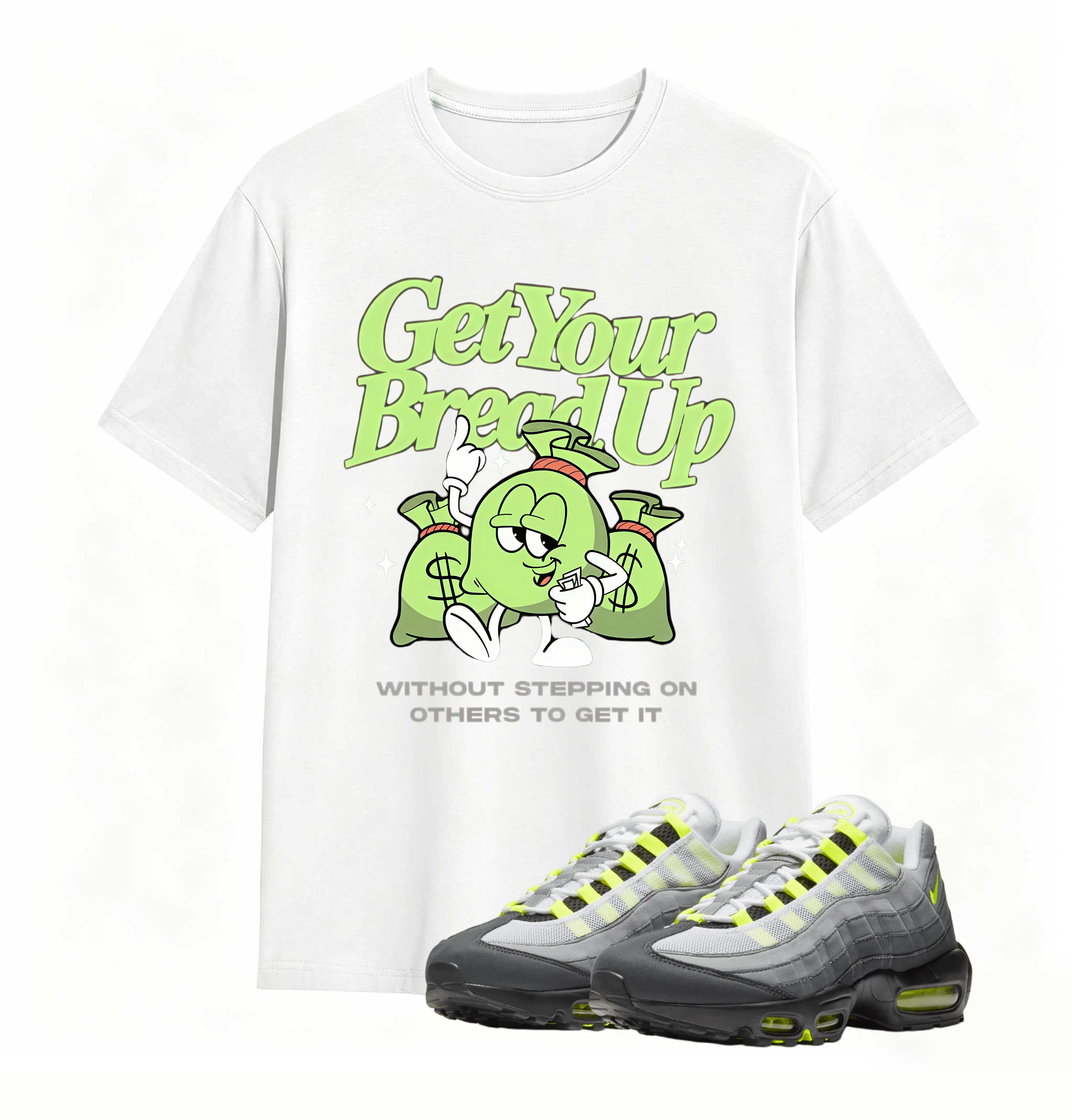 Air Max 95 OG Neon Yellow Shirt, AM95 Match Tee, GET YOUR BREAD UP Shirt