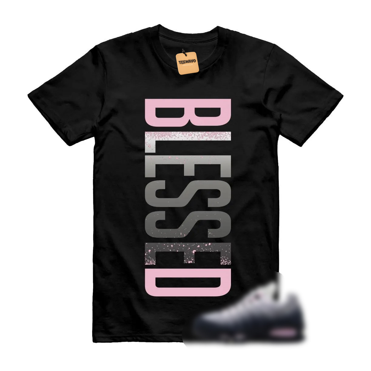 Vertical Gradient Splatter Letter Crew Neck Tee American Loose Casual Top