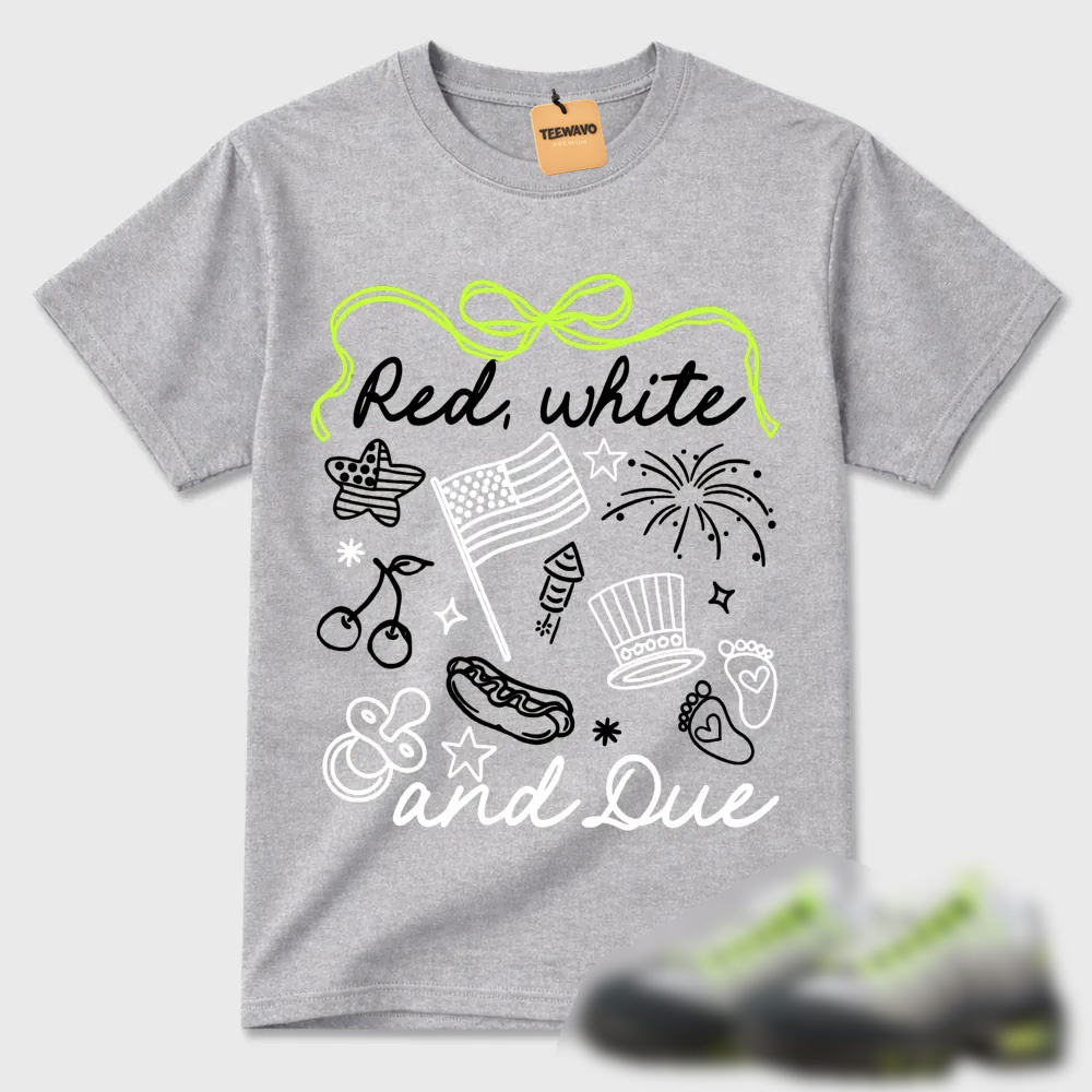 Red White And Due Patriotic Air Max 95 Doodle Tee