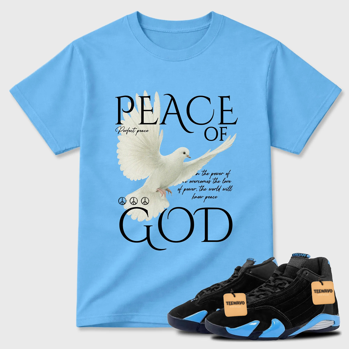 Peace of God Sneaker Tees - Air Jordan 14 University Blue