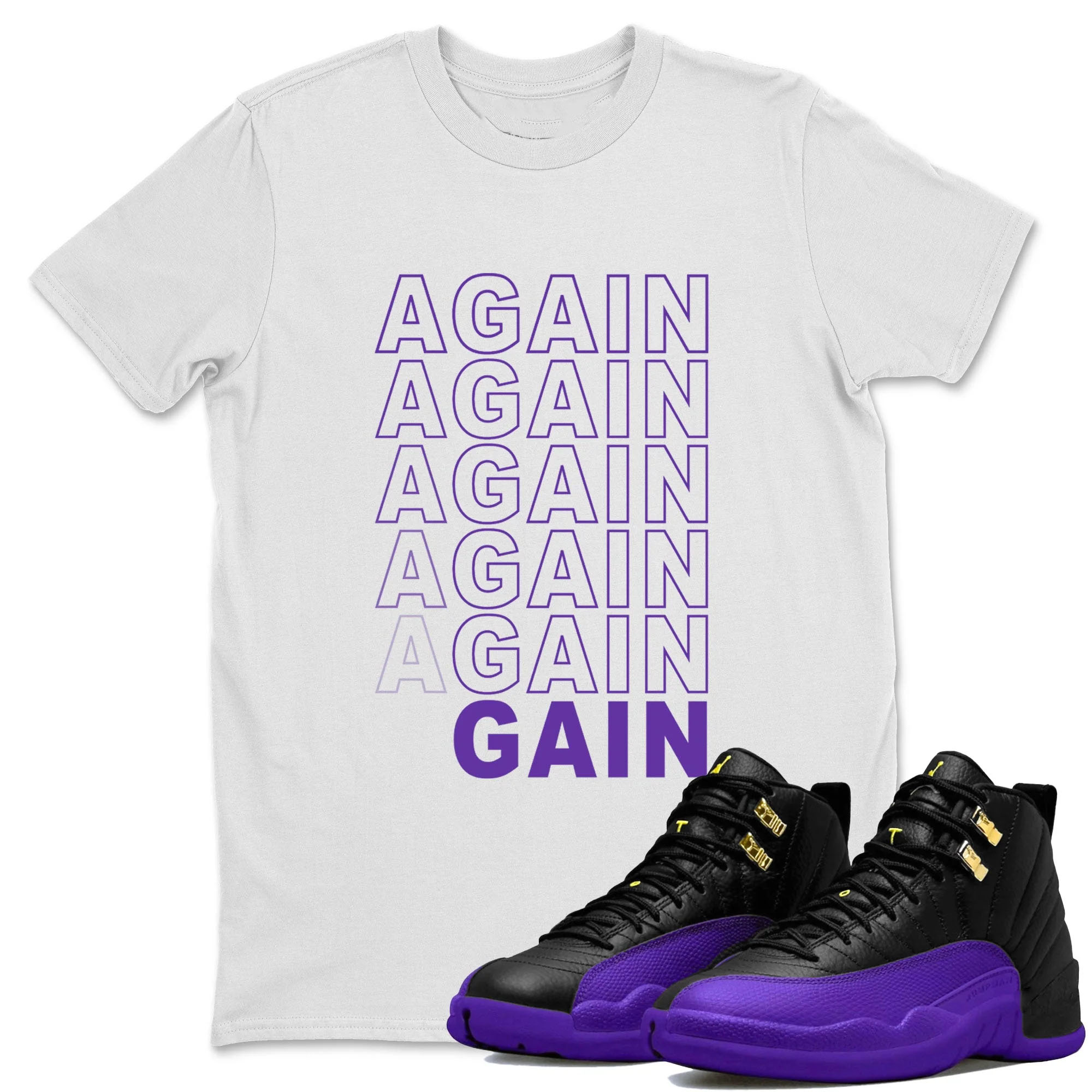 Again Gain TEEWAVO Sneaker Tee - Air Jordan 12 Field Purple
