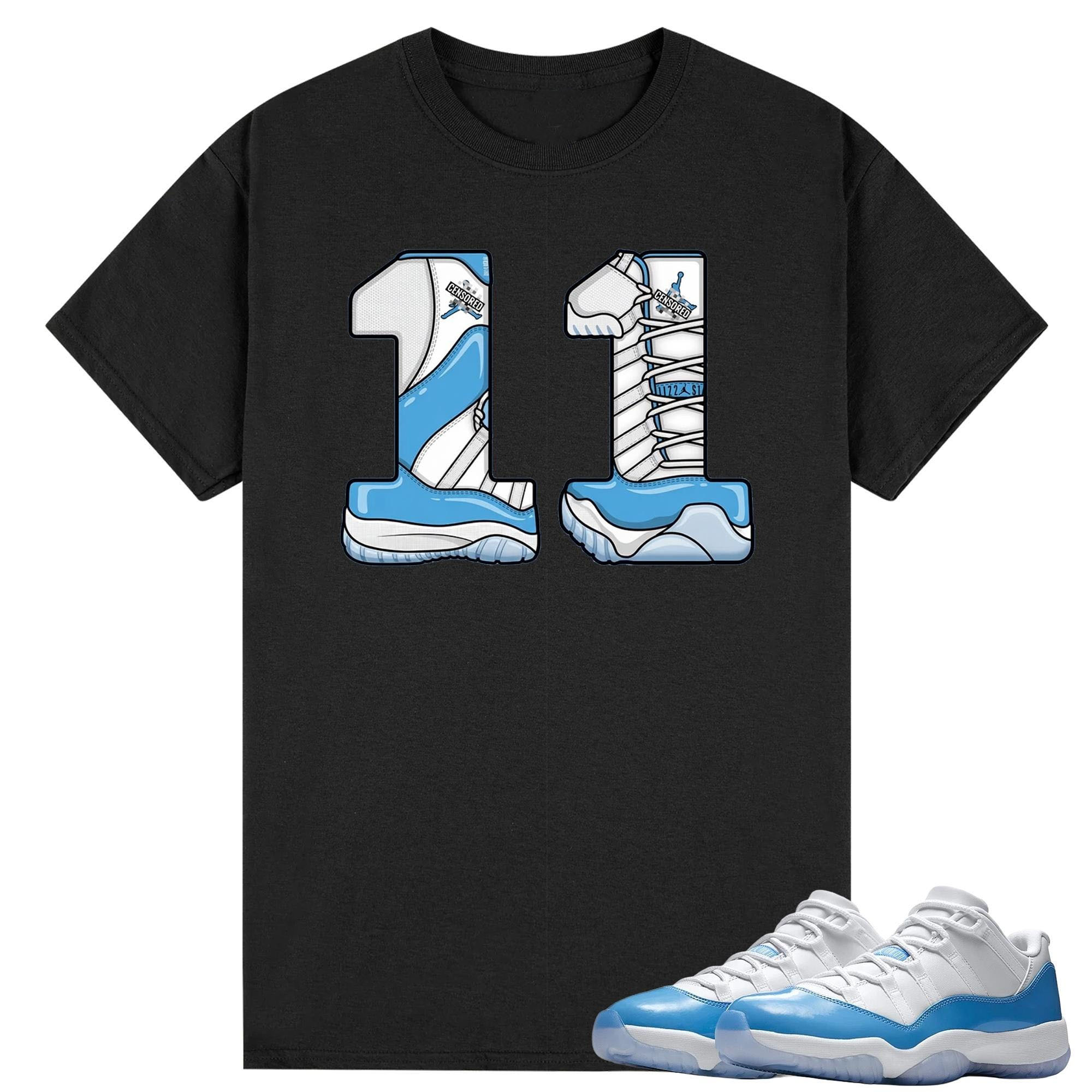Number 11 T Shirt White to Match Jordan 11 Low University Blue