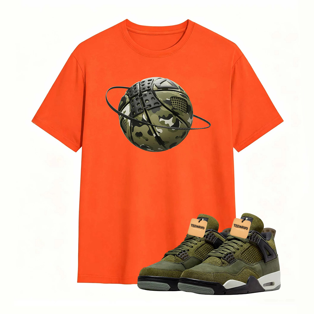 Camo Basketball Planet Sneaker Tee - Air Jordan 4 Medium Olive