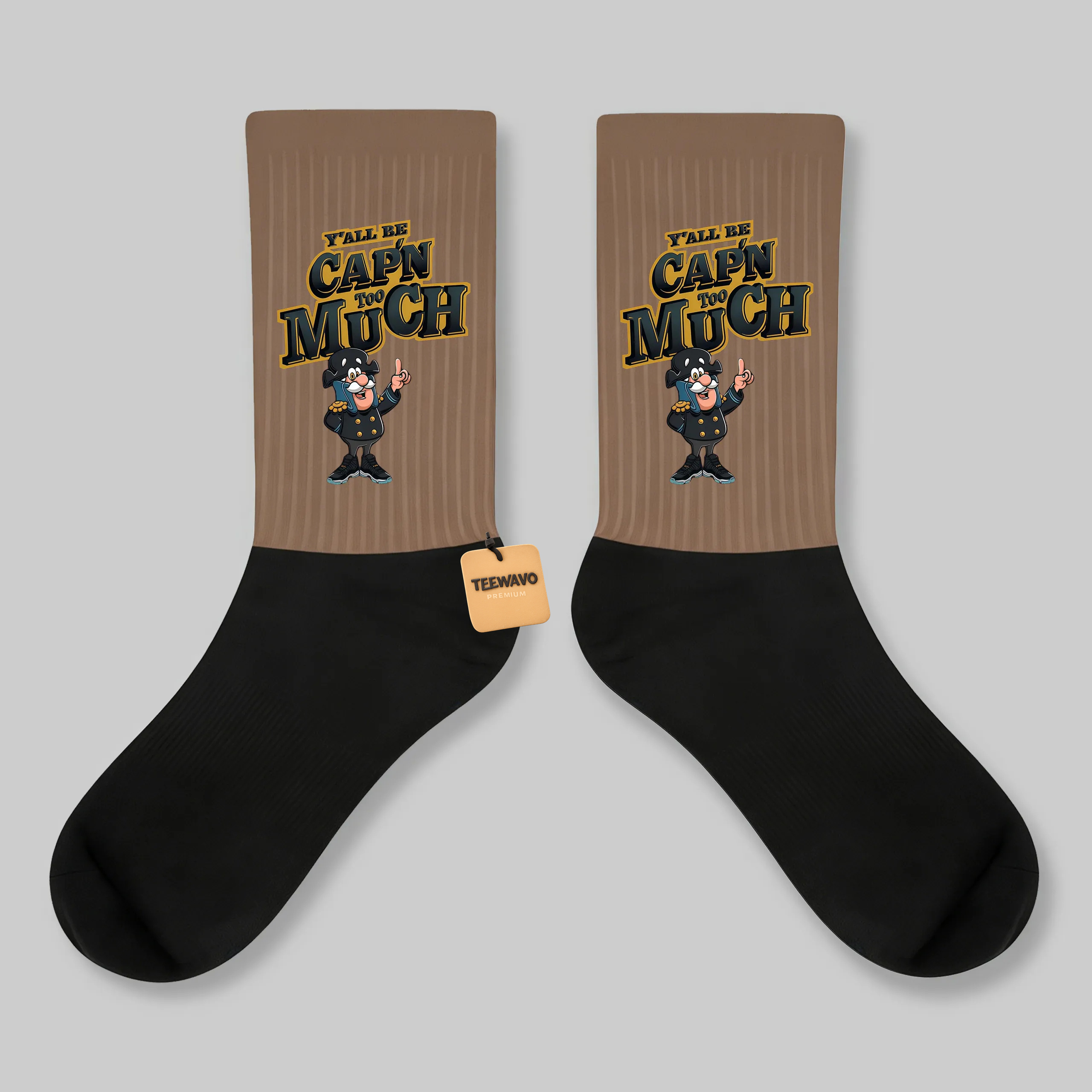 Crew Socks Cap'n Too Much Gold Cartoon Print