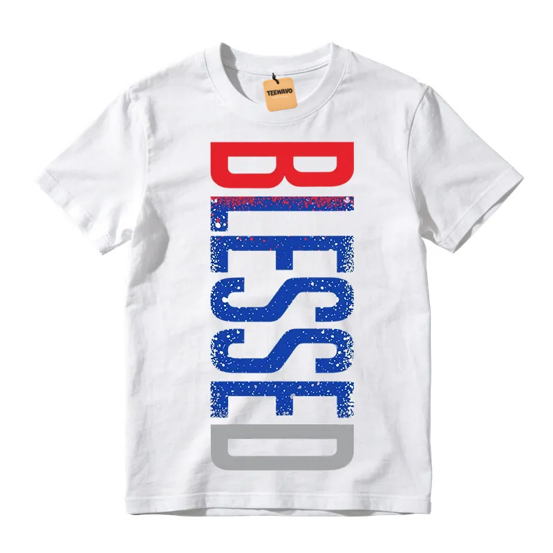 Color Block Red Blue Gray Gradient Splatter Vertical Graphic Heavyweight Tee