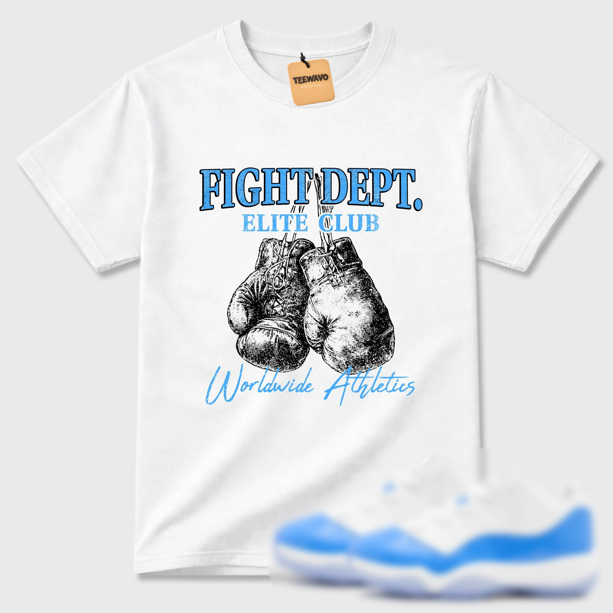 Fight Dept Sneaker Tees - AJD 11 University Blue