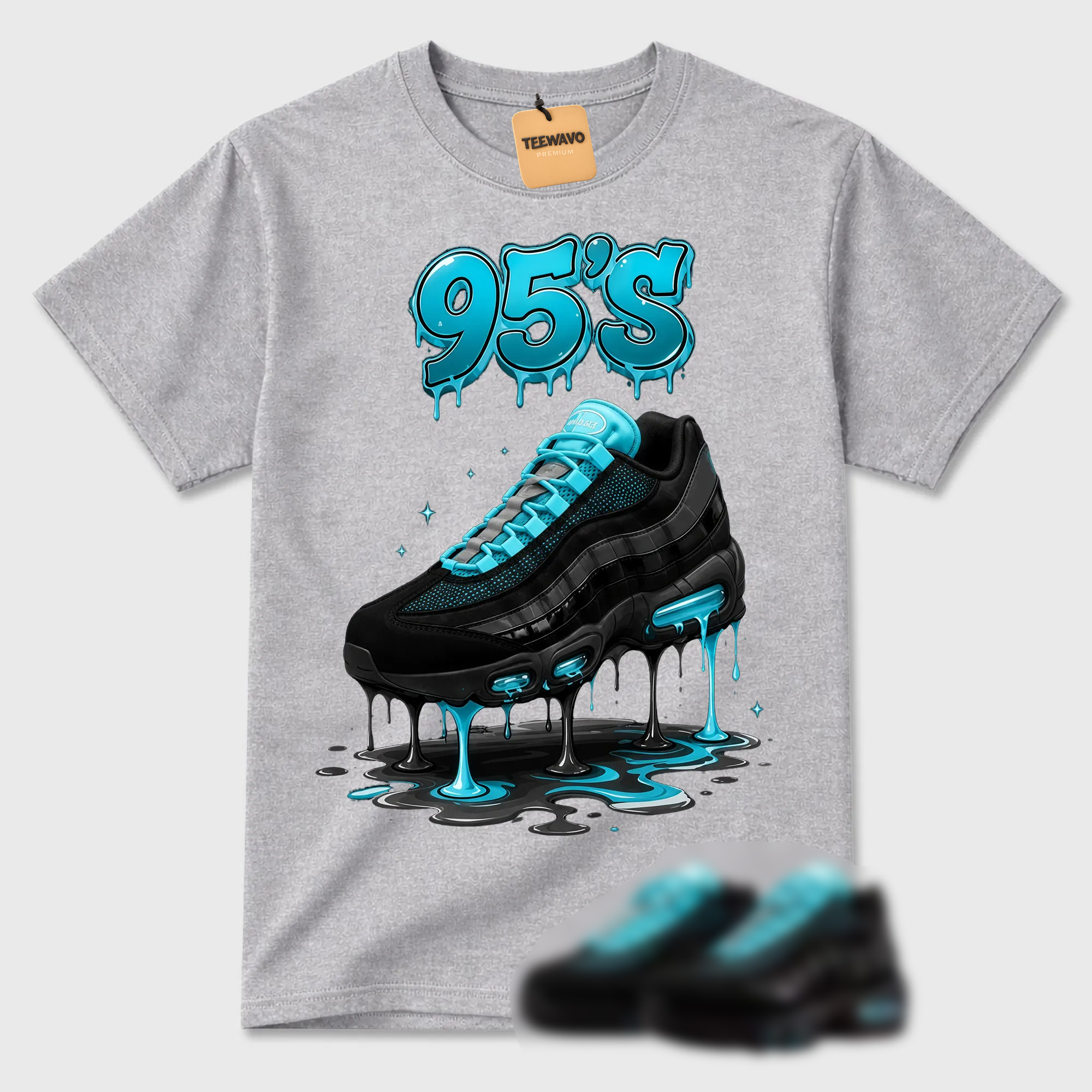 Dripping Turquoise Footwear Art Print Street T-Shirt