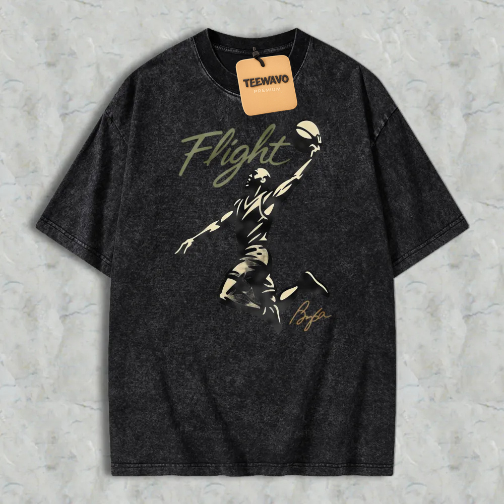 Flight Basketball Player Silhouette Graphic Washed T-shirt