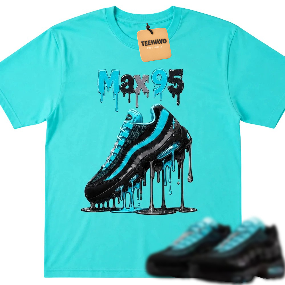 Max 95 Drip Graphic Tee – Aqua Black Sneaker Match Shirt