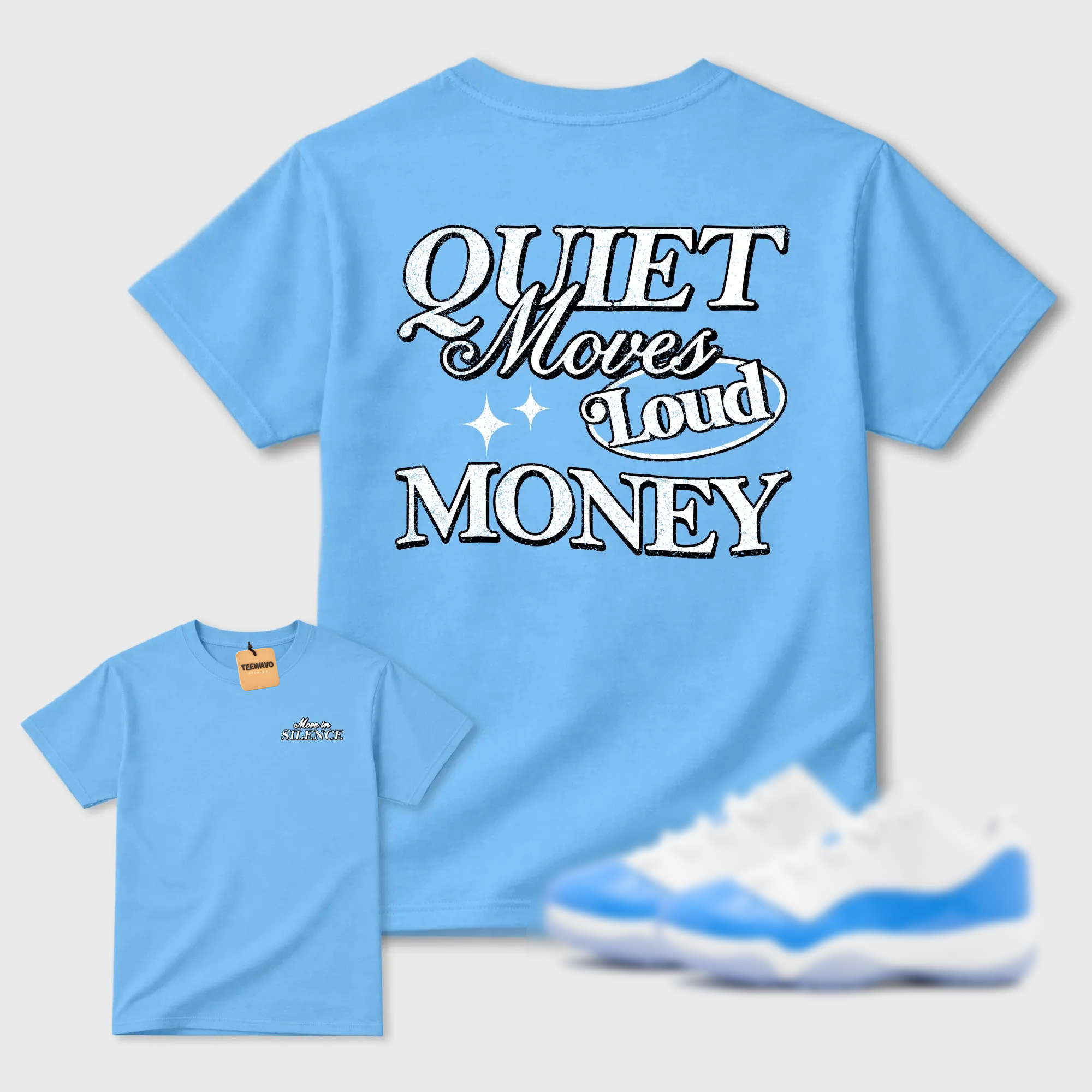 Move In Silence Sneaker Tees - AJD 11 University Blue