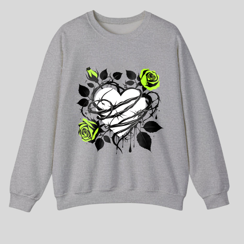 Heart Rose Vine Leaves Design Pattern Print tshirt 100% cotton