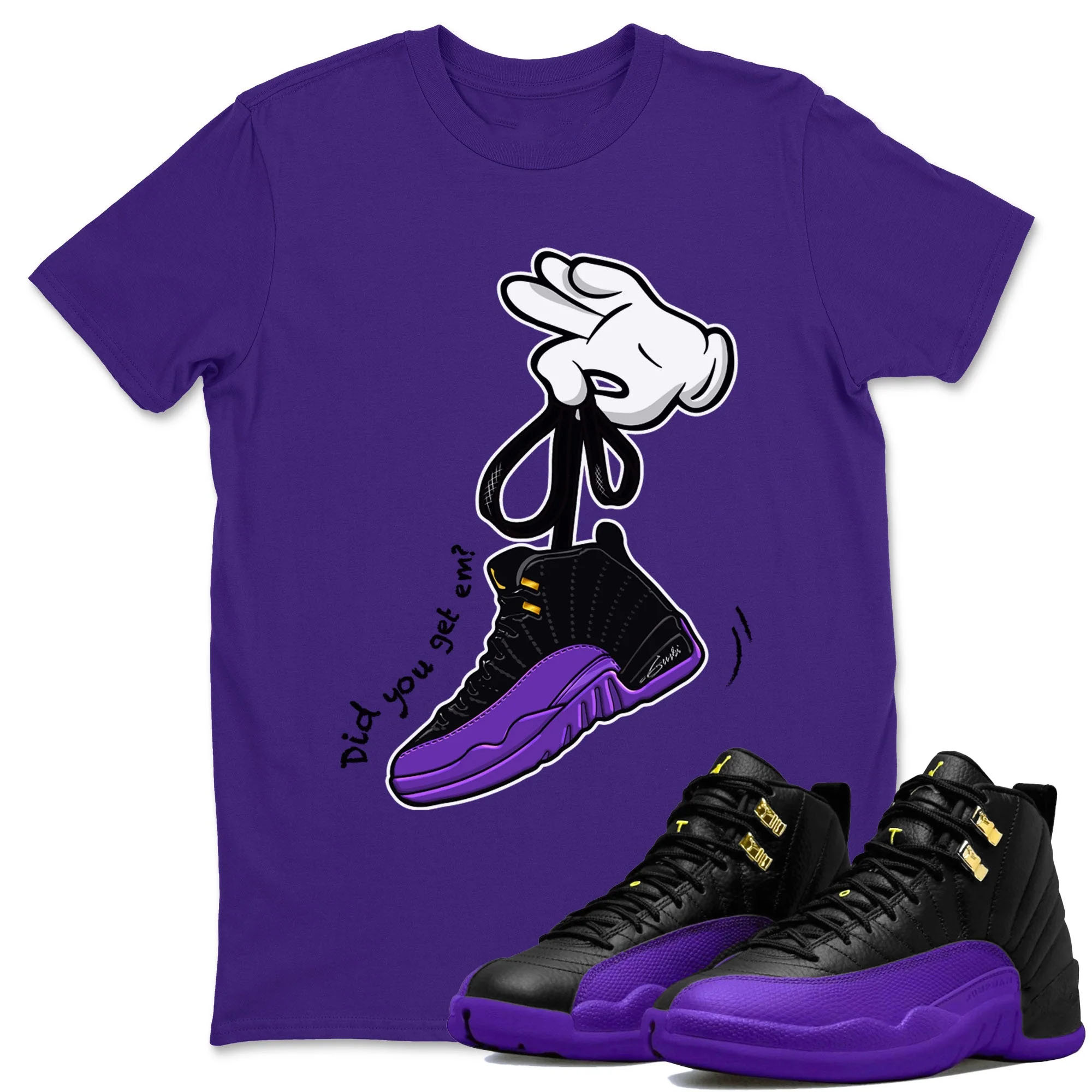 Cartoon Hands Unisex Tops - Air Jordan 12 Field Purple