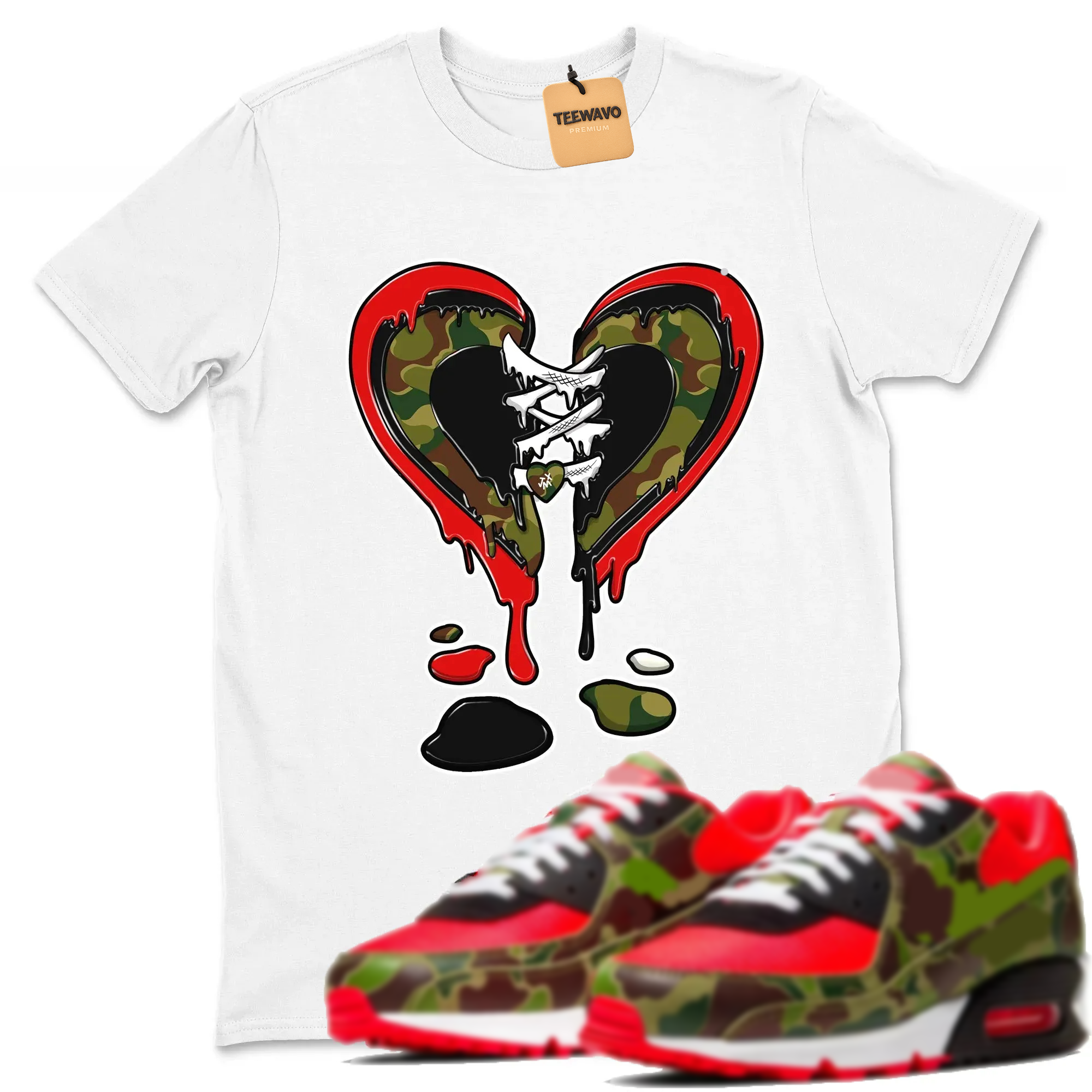 Melting Heart TEEWAVO Sneaker Tees - Air Max 90 Reverse Duck Camo