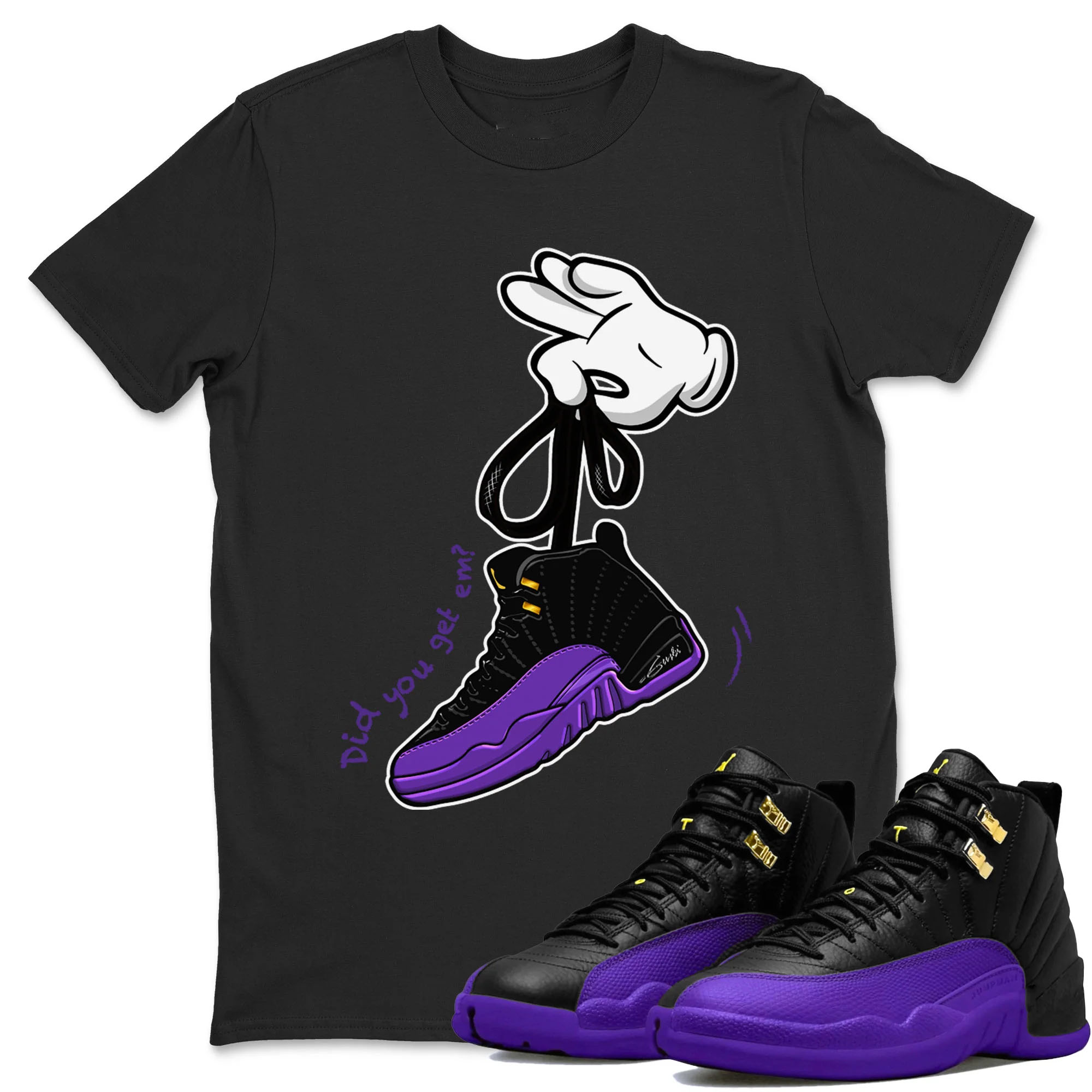 Cartoon Hands Unisex Tops - Air Jordan 12 Field Purple