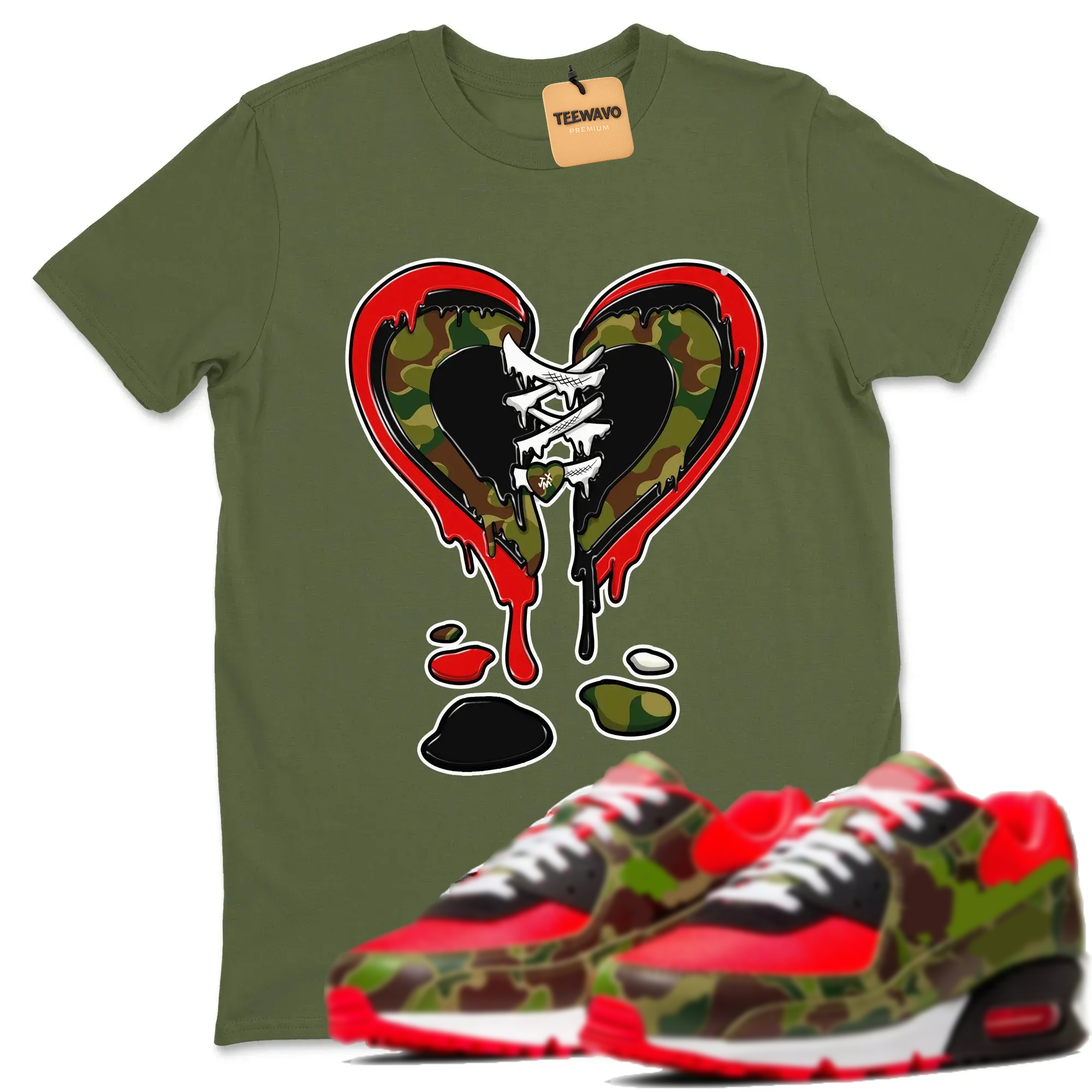 Melting Heart TEEWAVO Sneaker Tees - Air Max 90 Reverse Duck Camo