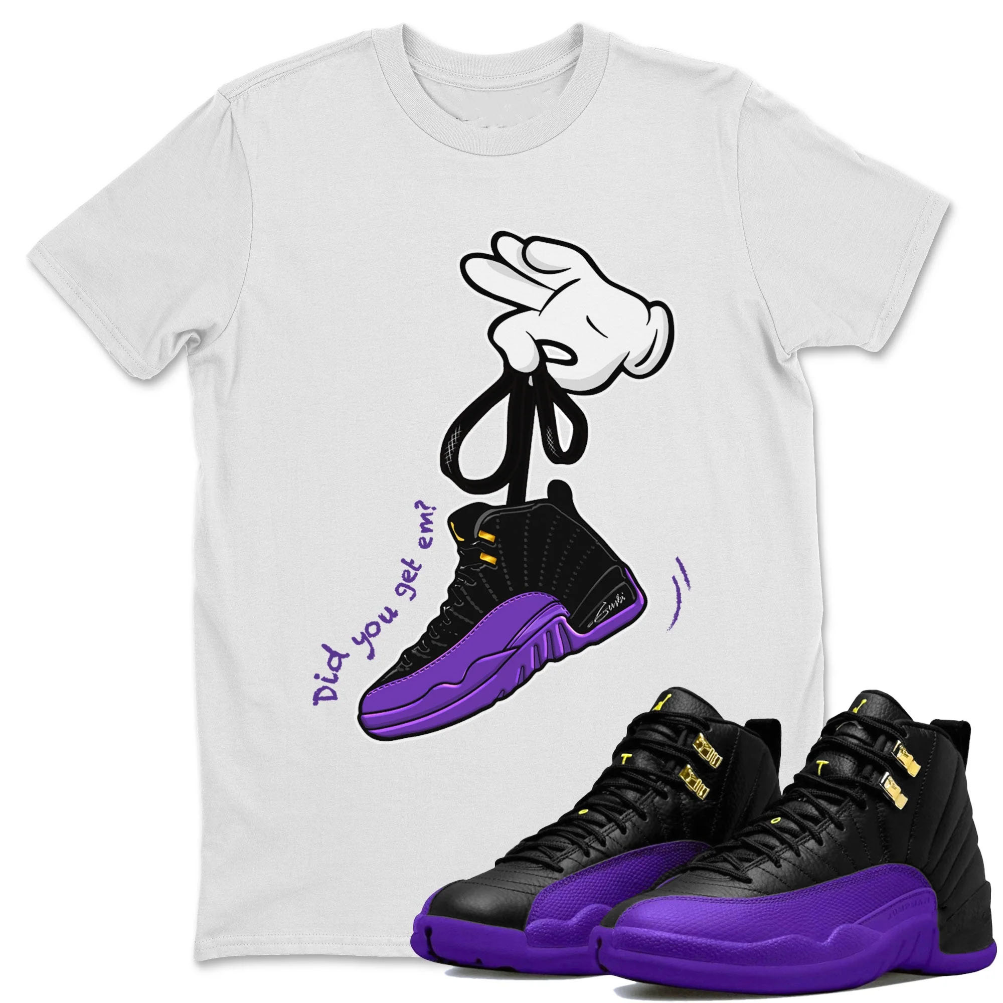 Cartoon Hands Unisex Tops - Air Jordan 12 Field Purple