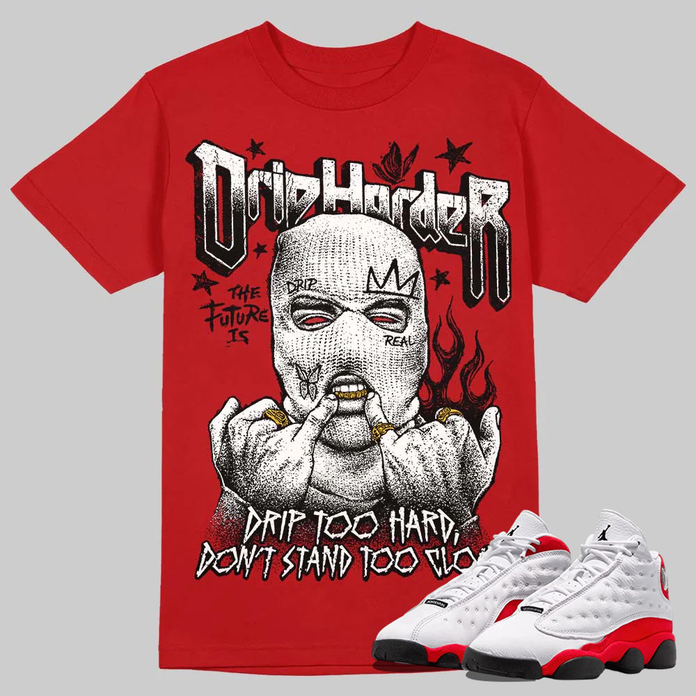 AJ 13 Chicago True Red Cherry T-Shirt Drip Harder Graphic