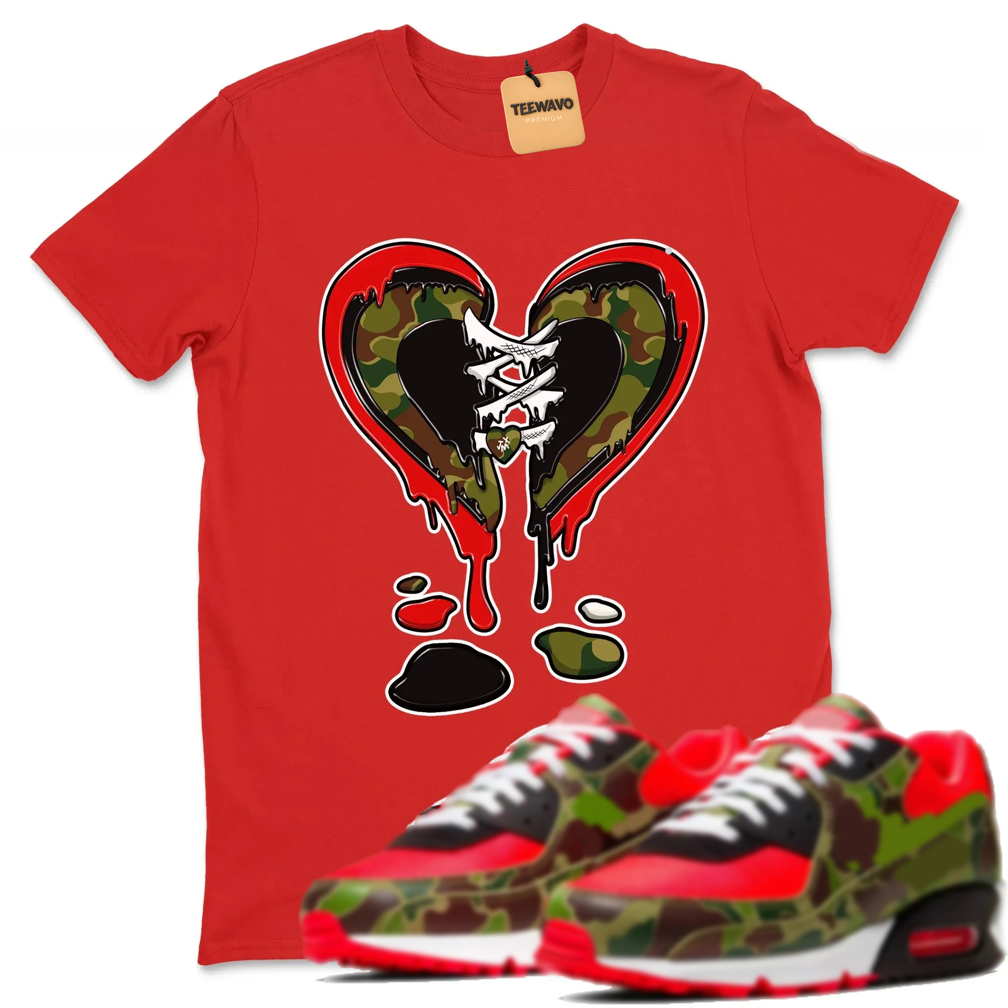 Melting Heart TEEWAVO Sneaker Tees - Air Max 90 Reverse Duck Camo