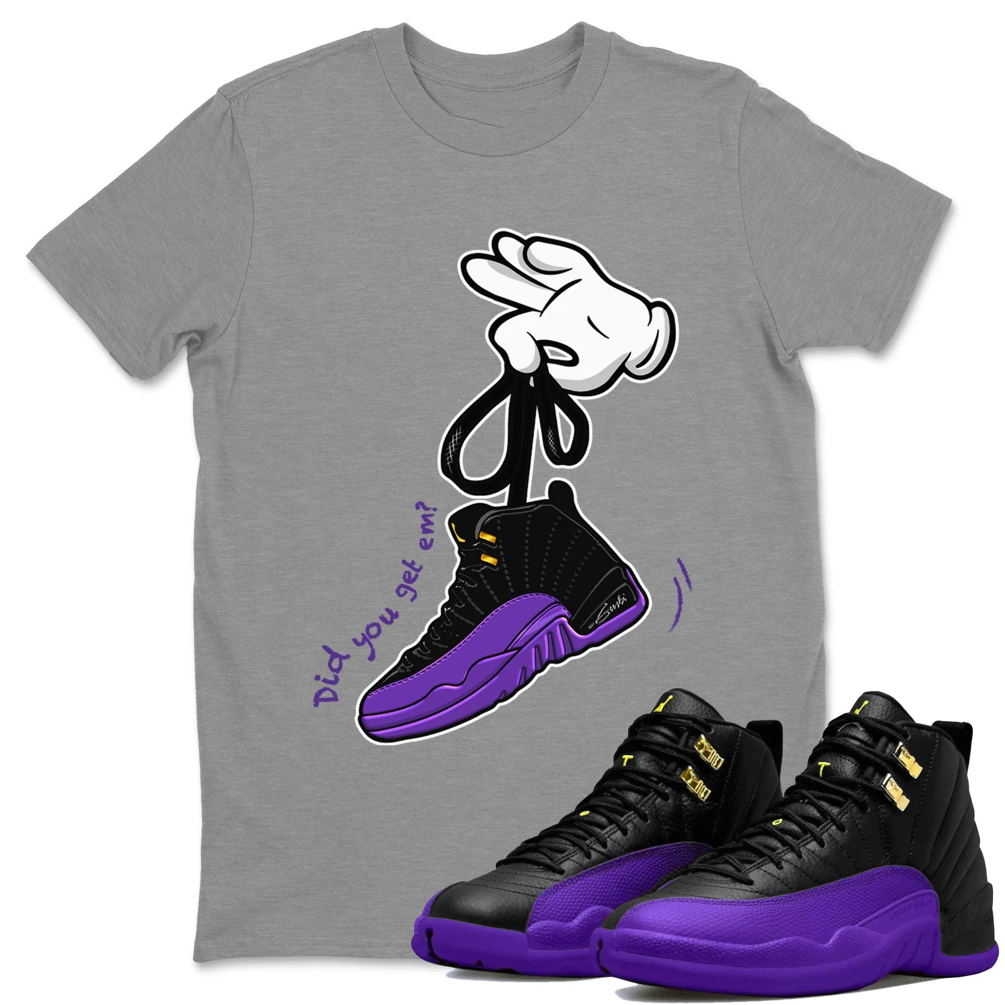 Cartoon Hands Unisex Tops - Air Jordan 12 Field Purple