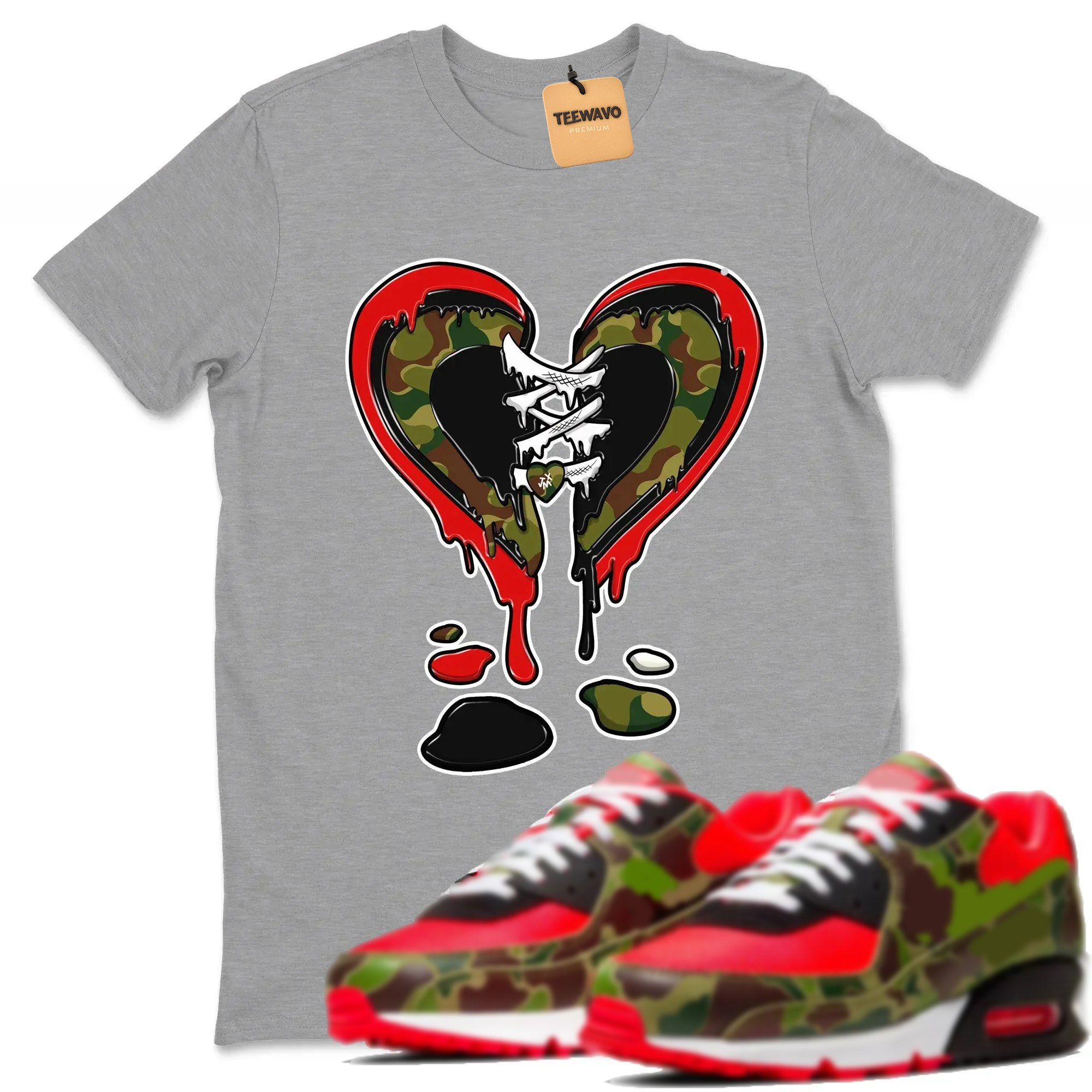 Melting Heart TEEWAVO Sneaker Tees - Air Max 90 Reverse Duck Camo
