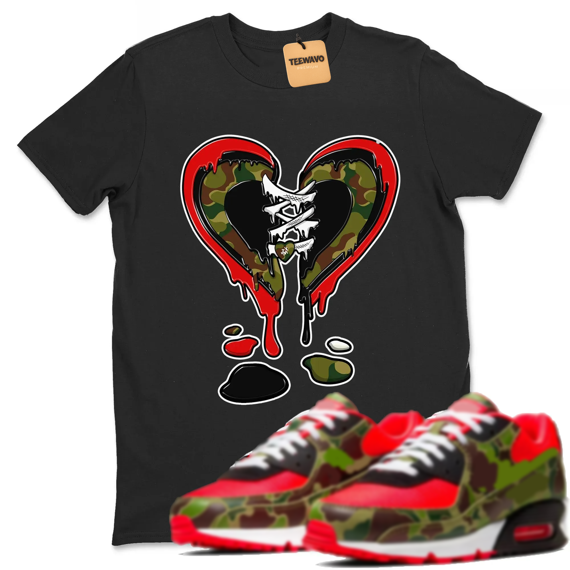 Melting Heart TEEWAVO Sneaker Tees - Air Max 90 Reverse Duck Camo