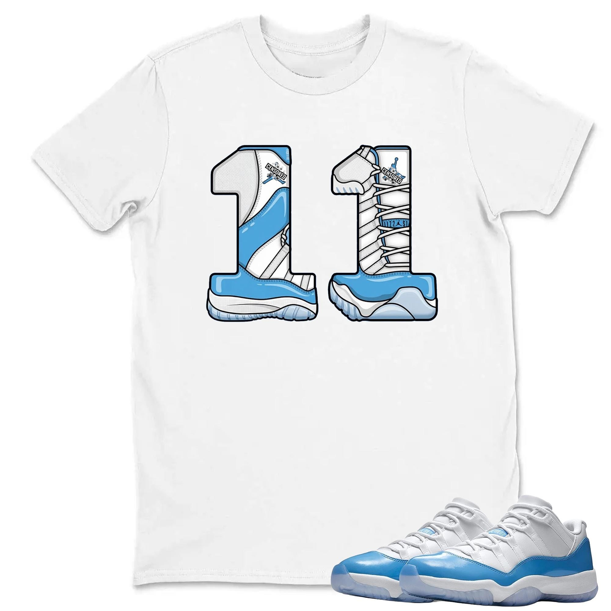 Number 11 T Shirt White to Match Jordan 11 Low University Blue