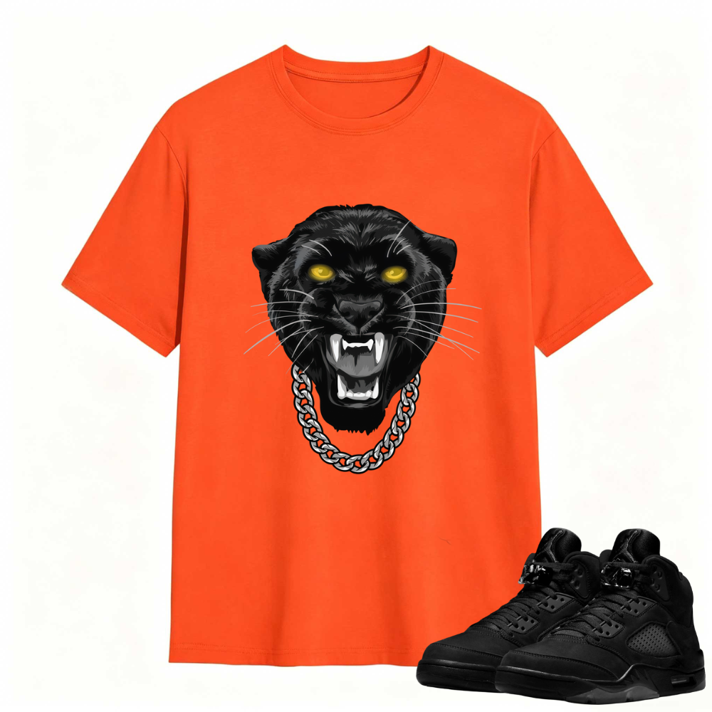 Gangster Black Cat Sneaker Tees - Air Jordan 5 Black Cat