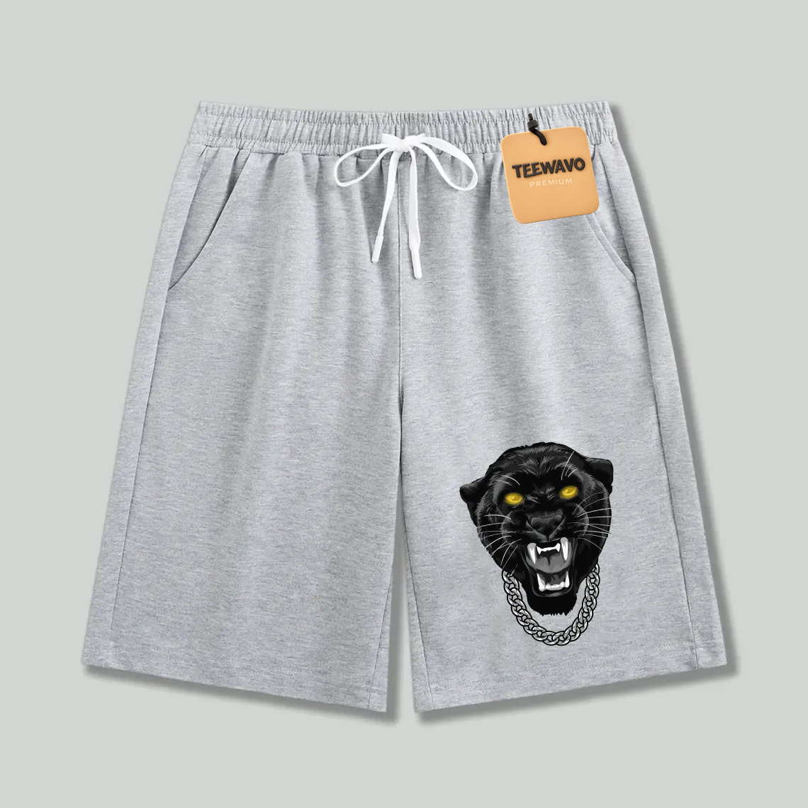 Unisex athletic shorts Black Panther With Gold Chain Graphic Print
