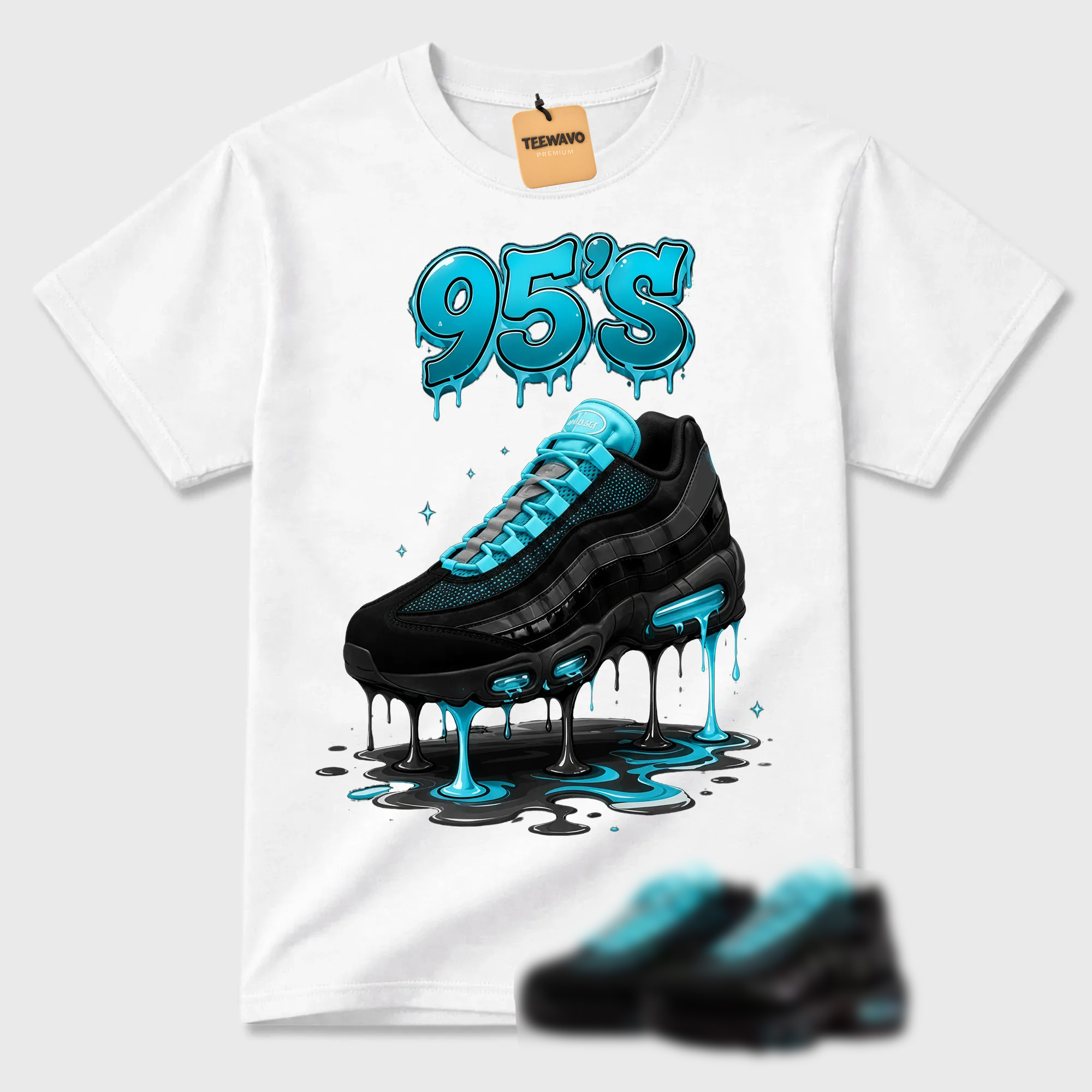 Dripping Turquoise Footwear Art Print Street T-Shirt