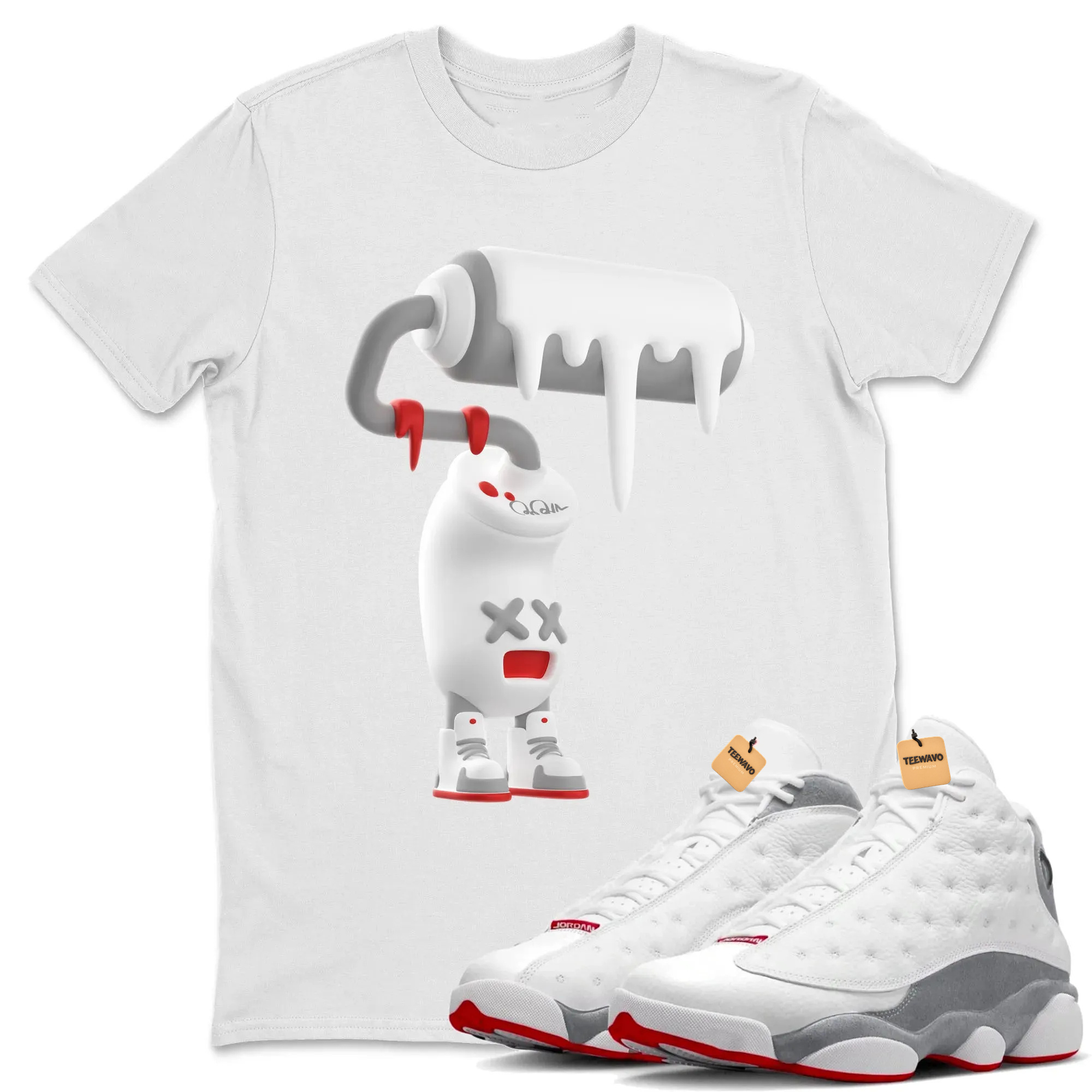 3D Paint Roller Unisex Tops - Air Joardan 13 Wolf Grey