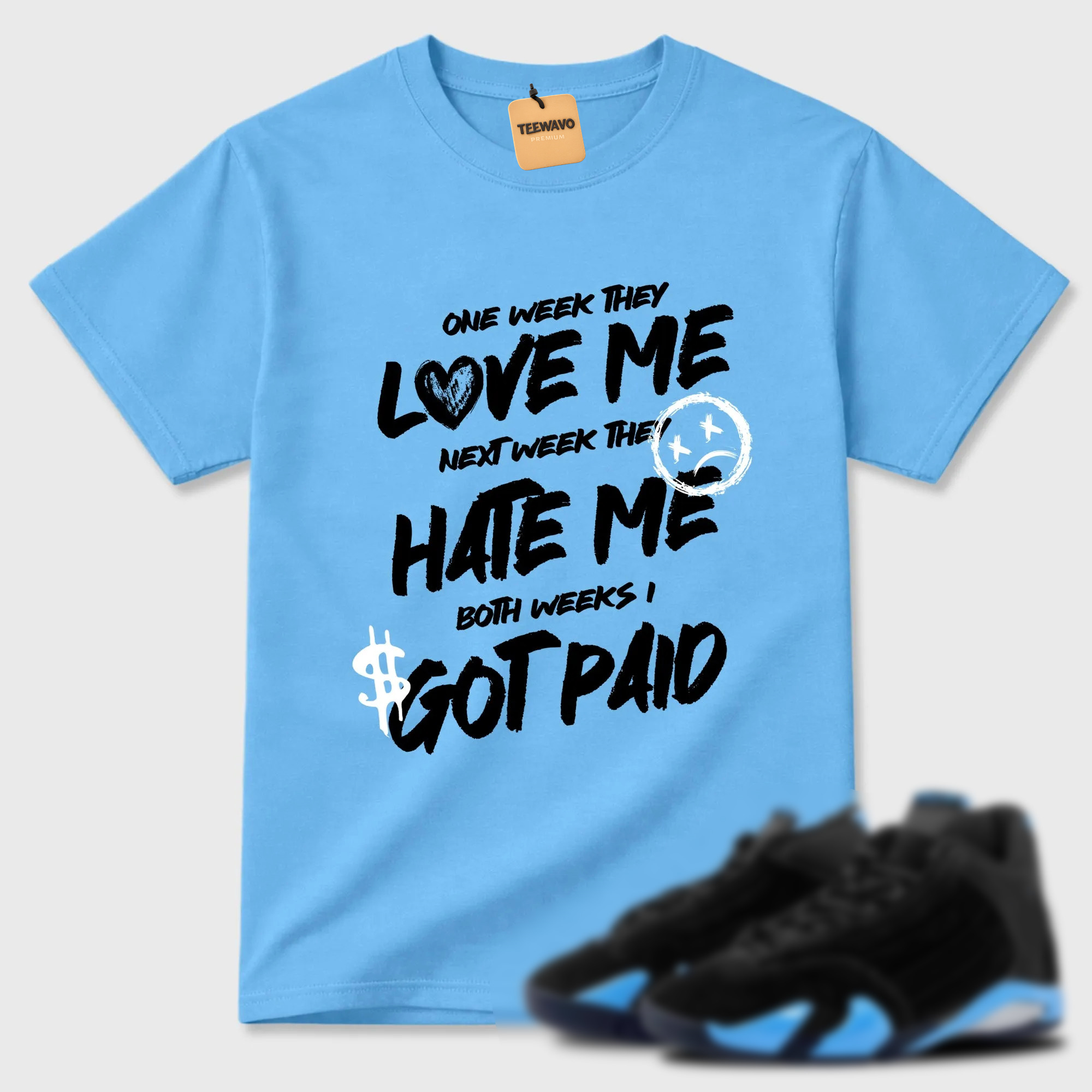 I Got Paid  Sneaker Tees - AJ 14 University Blue