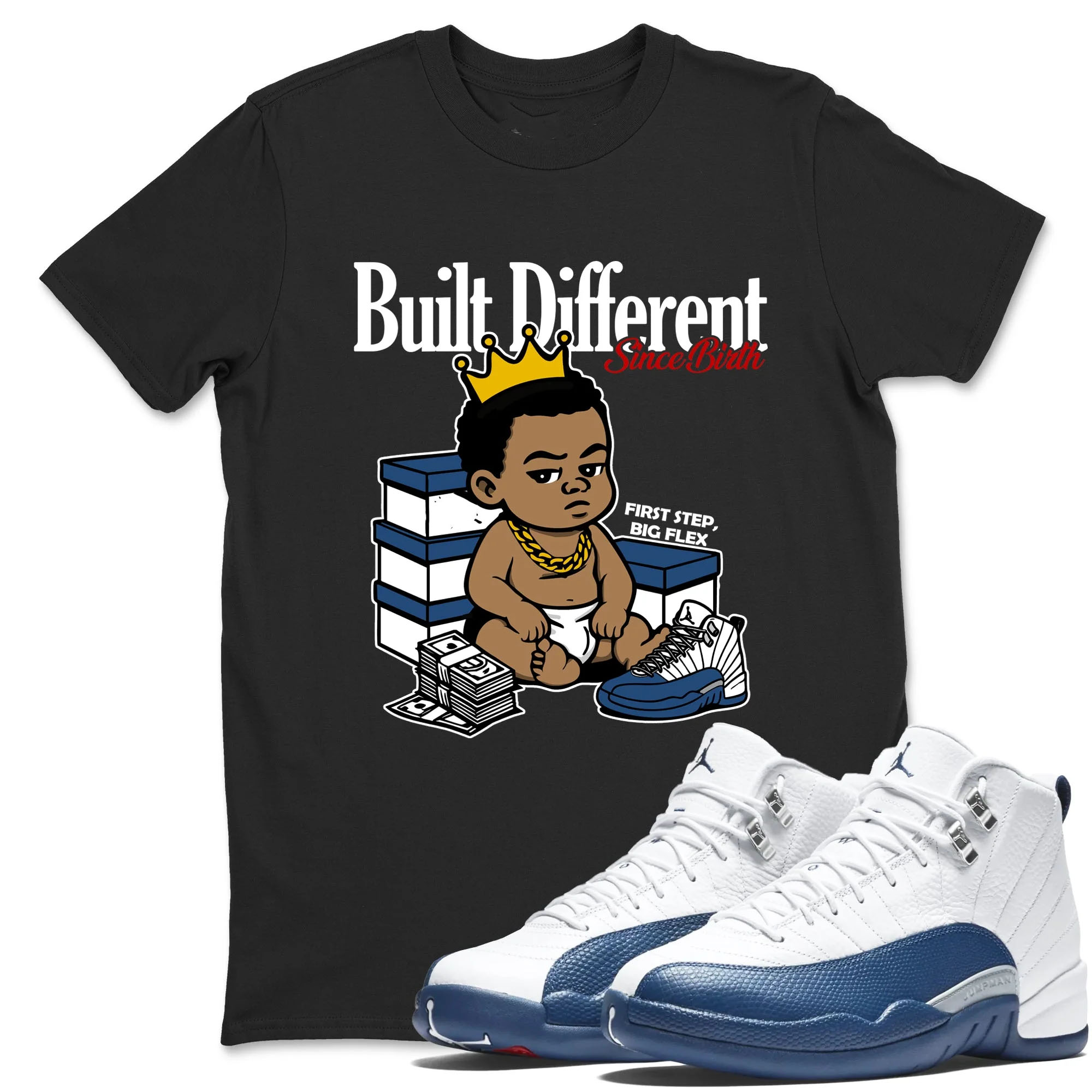 Built Different Since Birth TEEWAVO Sneaker Tees - Air Jordan 12 French Blue