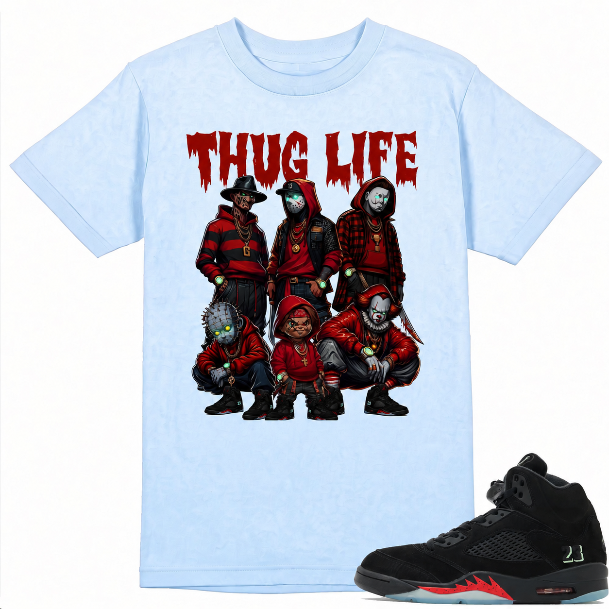 Thug Life Shirt to Match A.J 5 Halloween Sneaker