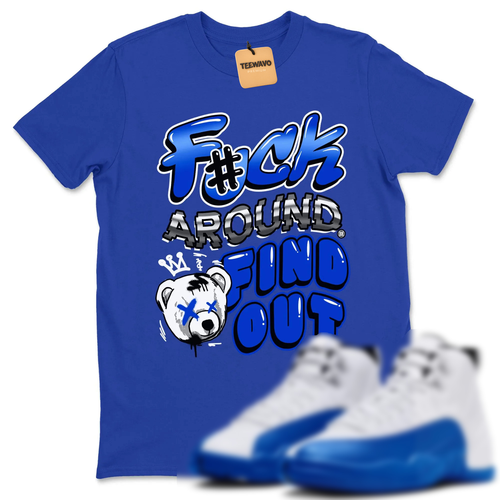 Fuck Around And Find Out TEEWAVO Sneaker Tees - AJD 12 Blueberry