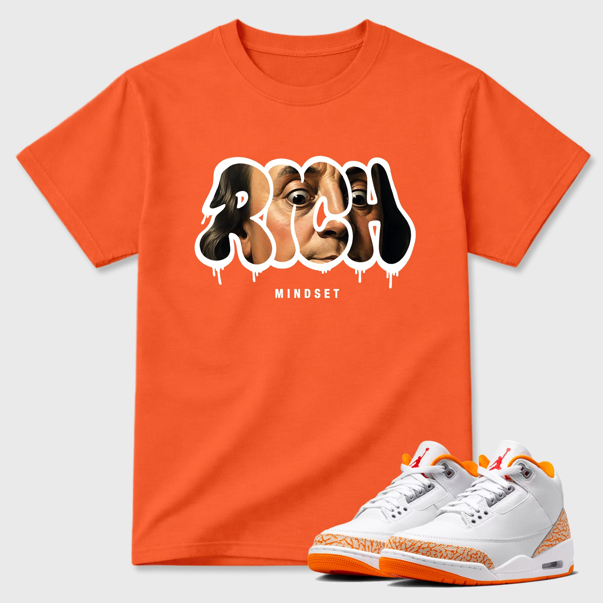 Rich Mindset  Sneaker Tees - Air Jordan 3 Orange Citrus