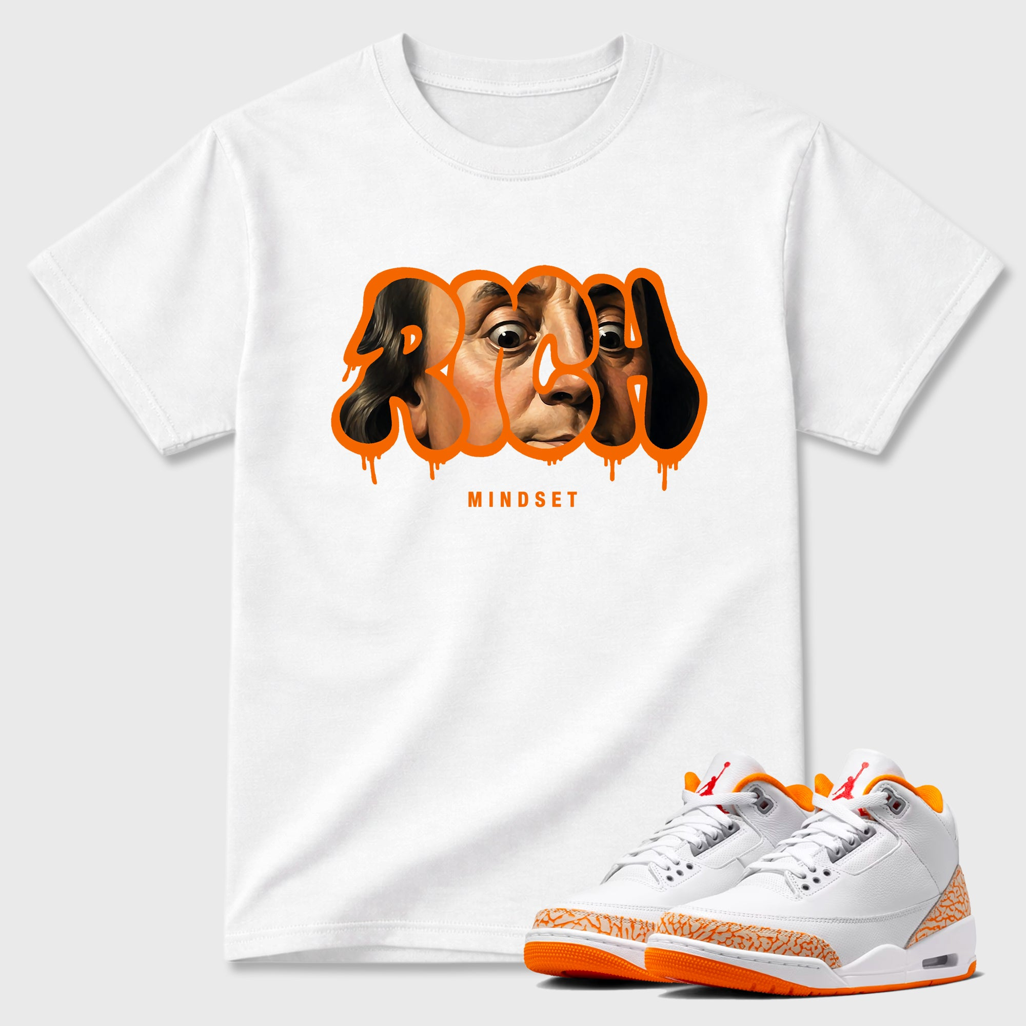 Rich Mindset  Sneaker Tees - Air Jordan 3 Orange Citrus